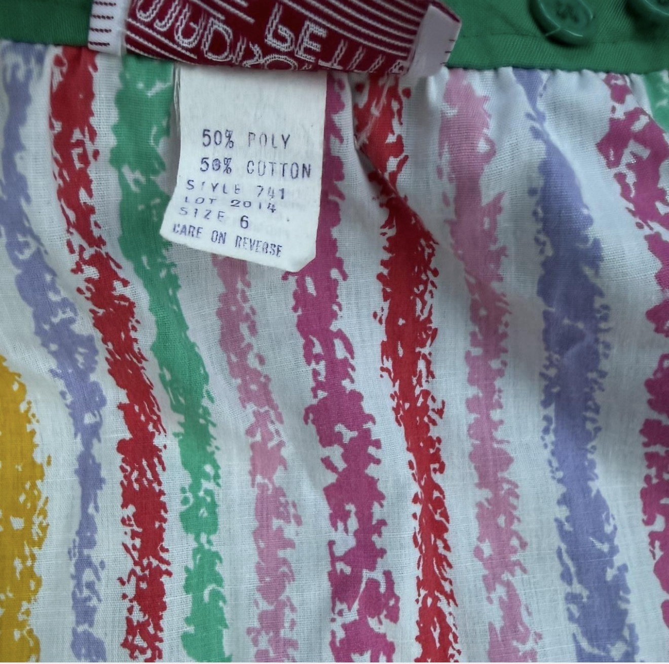 Vintage 80’s Rainbow Candy Brushstrokes Reversible Skirt Retro Crayon Bright