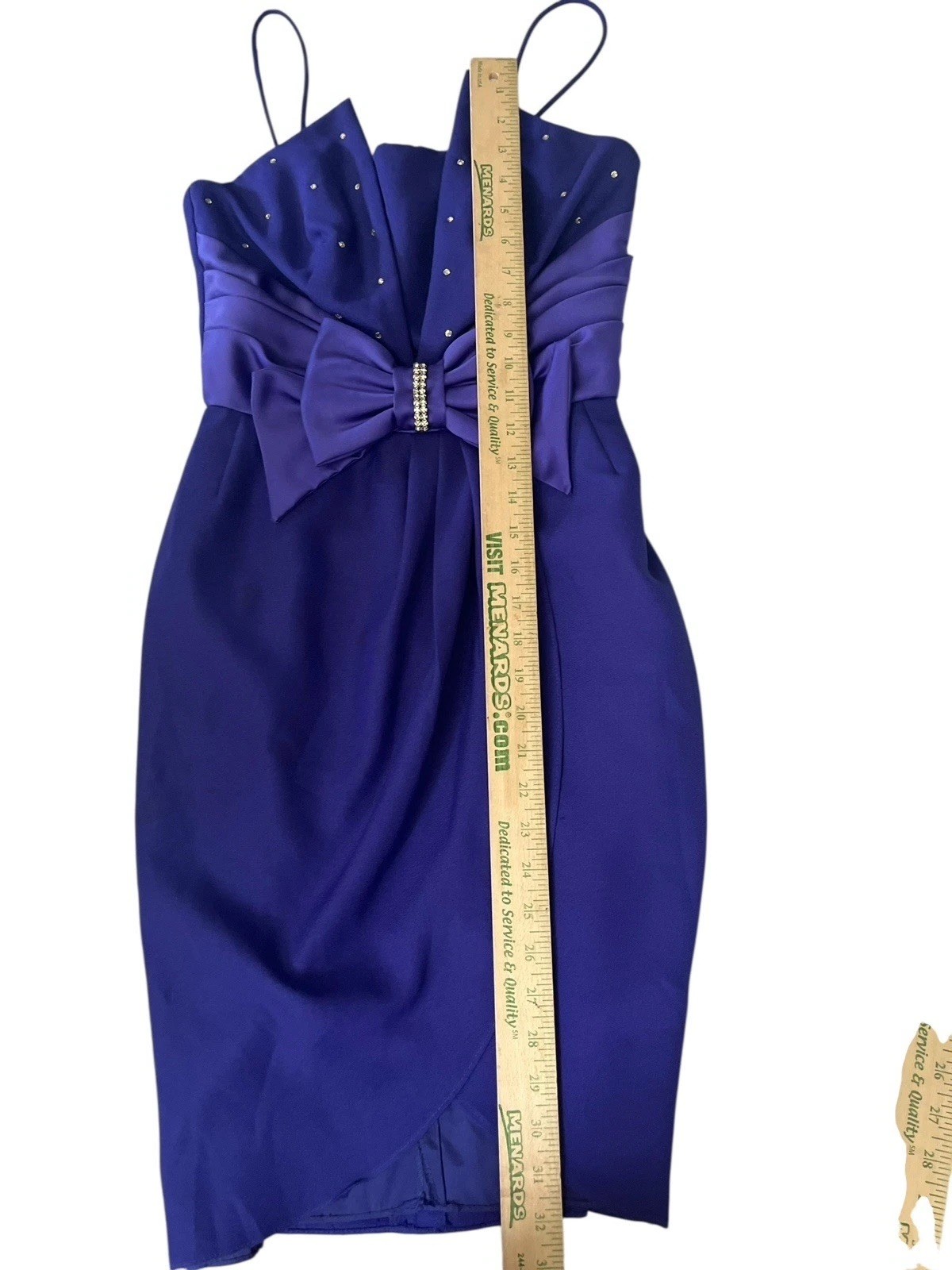 Vtg 80s Bari Jay Rhinestone Bow Party Dress 6 Made In USA Purple Sleeveless Mini