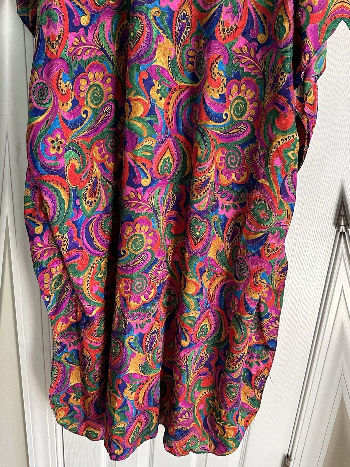 Vintage 80’s Details Colorful Caftan Kaftan Paisley Lounge Dress Mumu One Sz