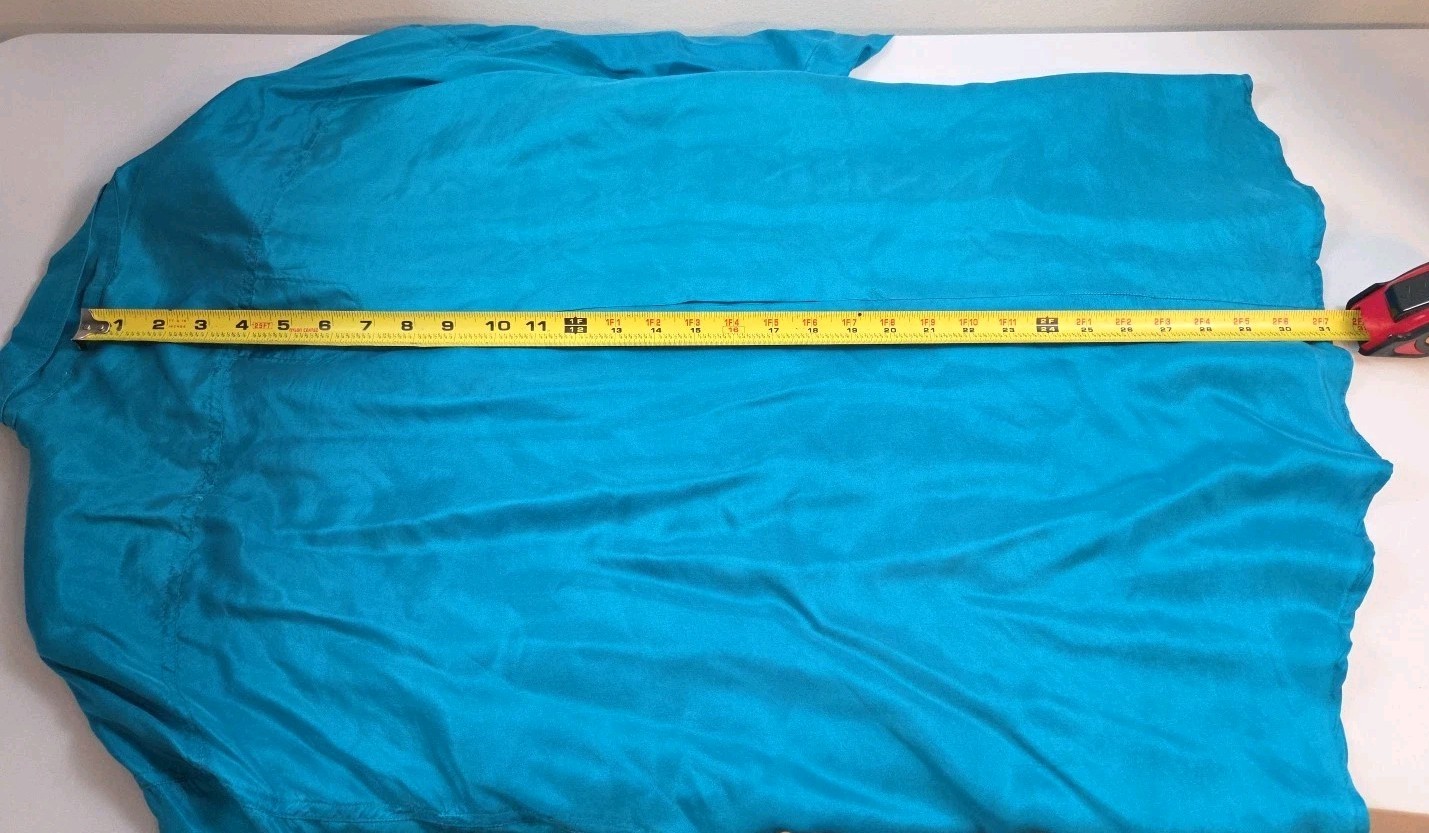 Vintage Compagnie Internationale Express 100% Silk L/S Top Blue/Teal Size Large