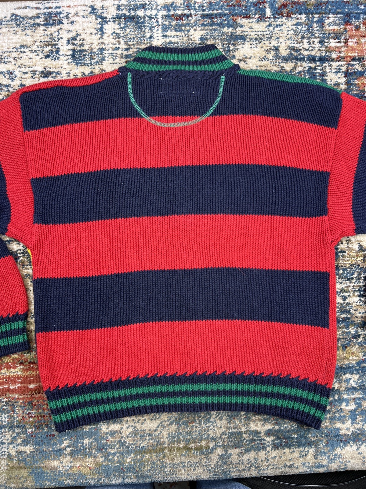 Vtg 90 Sportables “VARSITY” Colorblock Sweater Full Zip Womens Sz L Ramie Blend