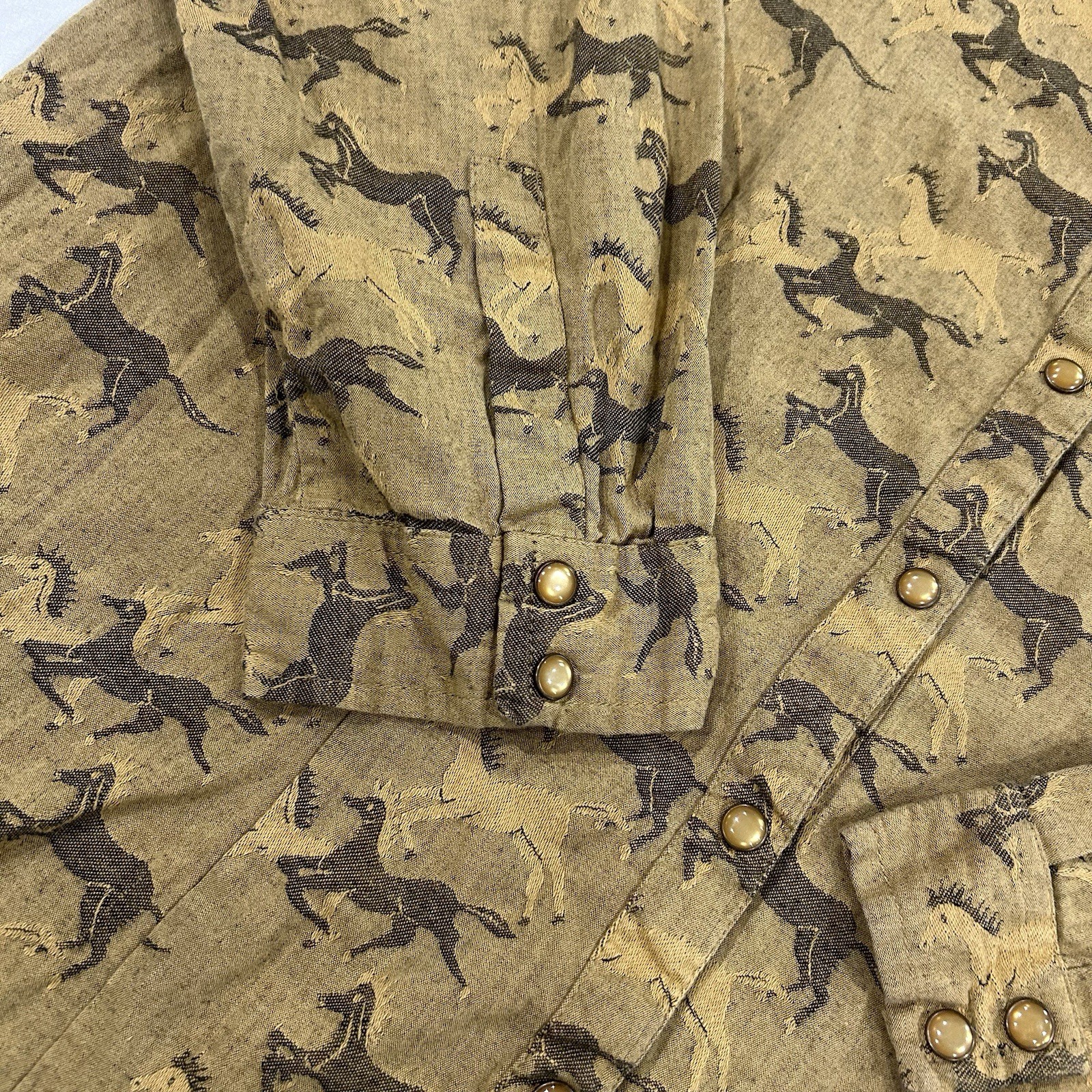 Vintage Keren Hart XXL Top Horse Pearl Snap Long Sleeve Ranch Western Shirt
