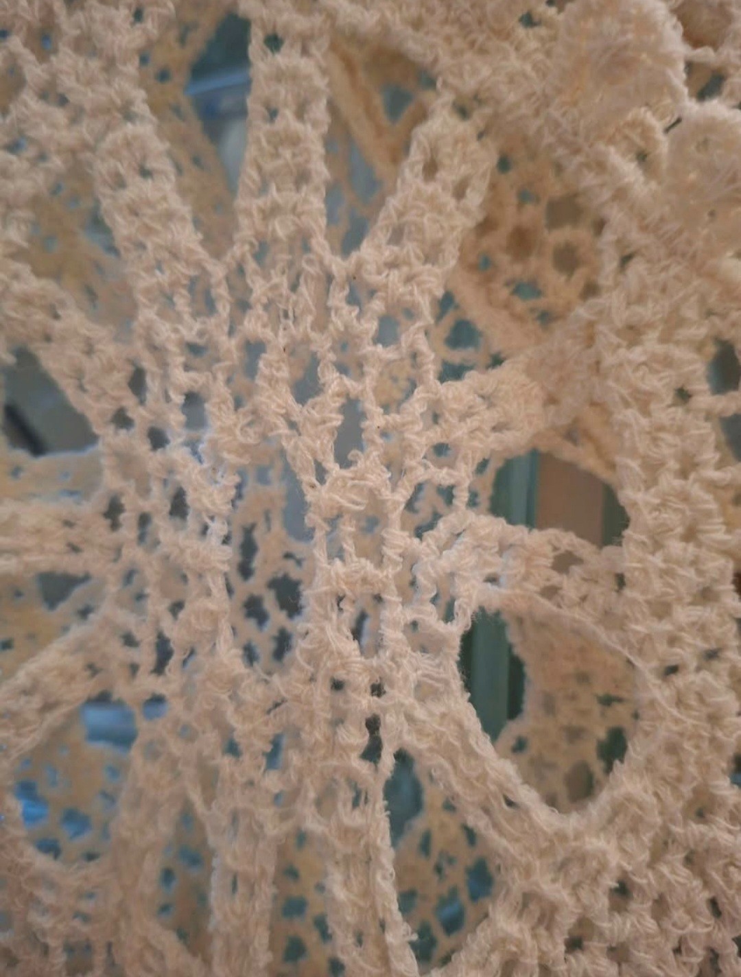 Genuine Vintage 60’s Crochet Off White Boho Chic Long Maxi Dress Hippy size XL