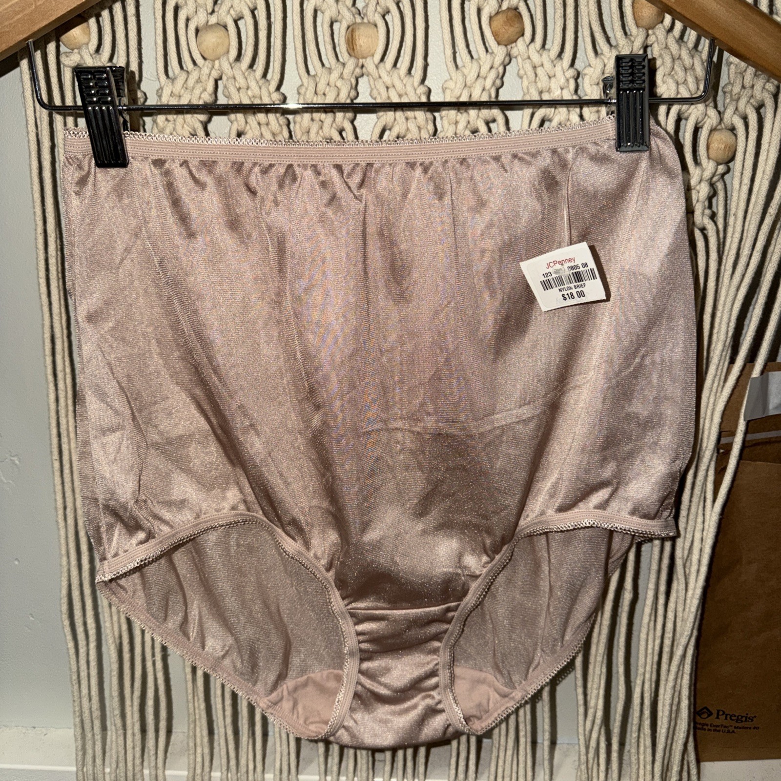 New! Underscore Sissy Panty Sz 7 Mocha Beige Nylon Tricot Granny Brief Gusset