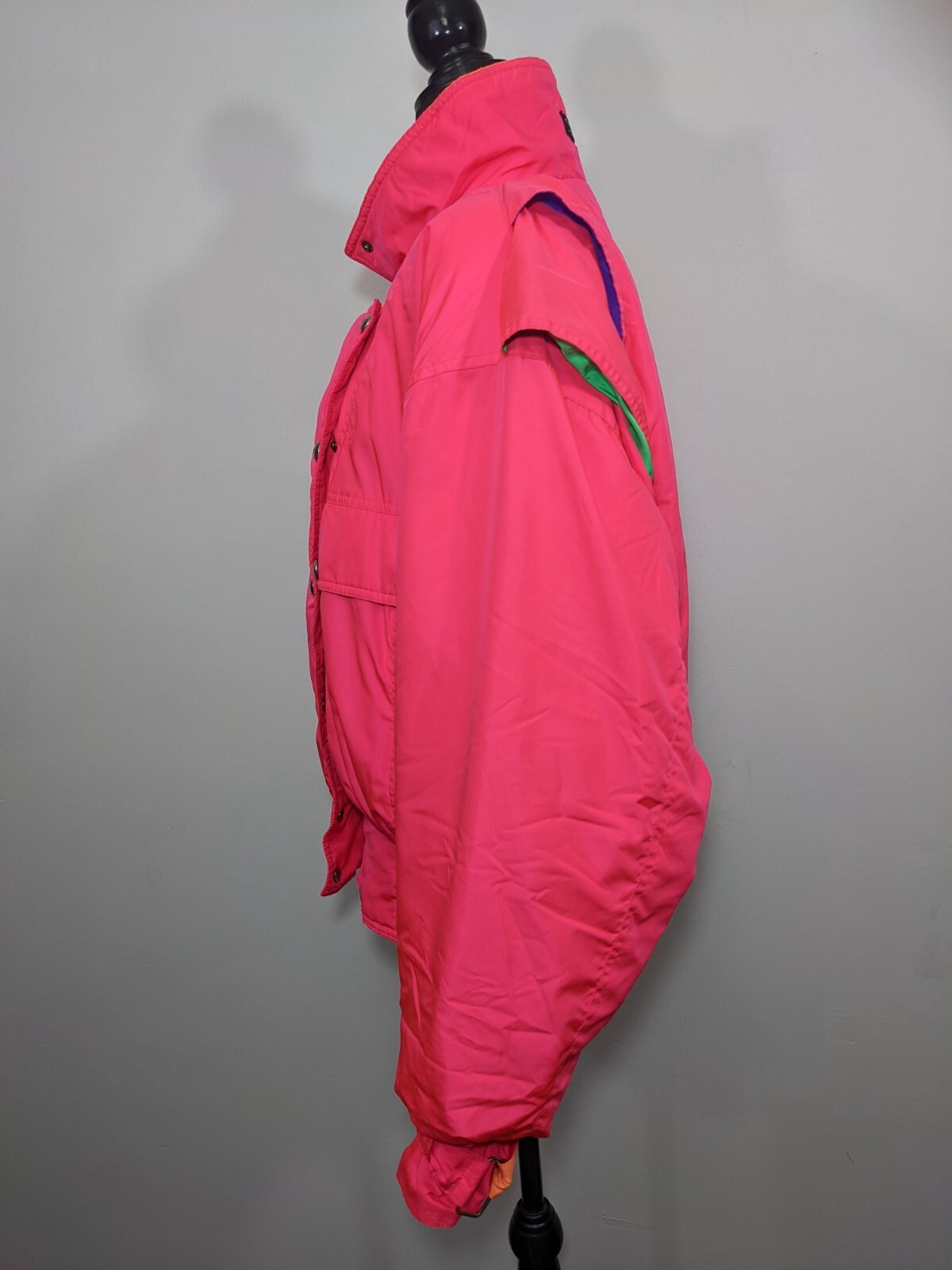 Vintage Coltech Women’s Ski/Snowboard Coat Neon Pink Multicolor 80’s 90’s sz 12