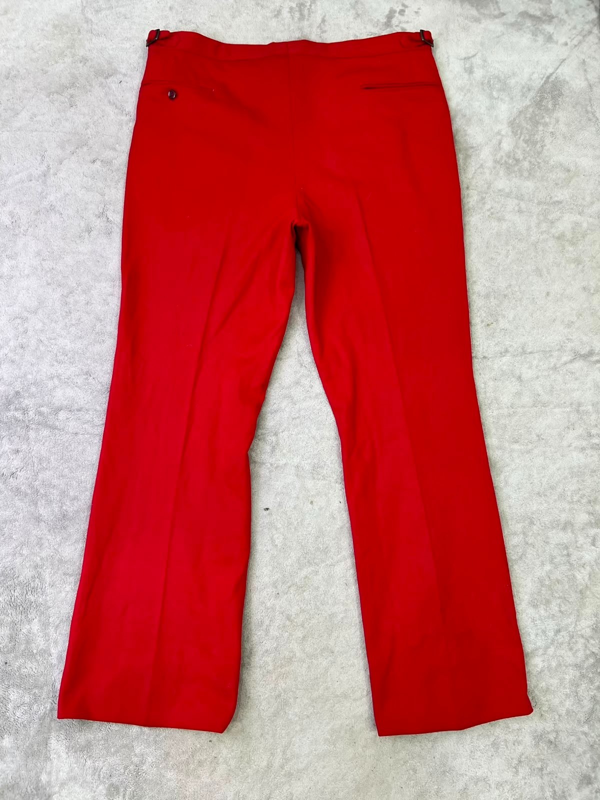 Vintage Alexander Shields 38 Red Polyester Flared Trousers 70s Bell Bottom Pants