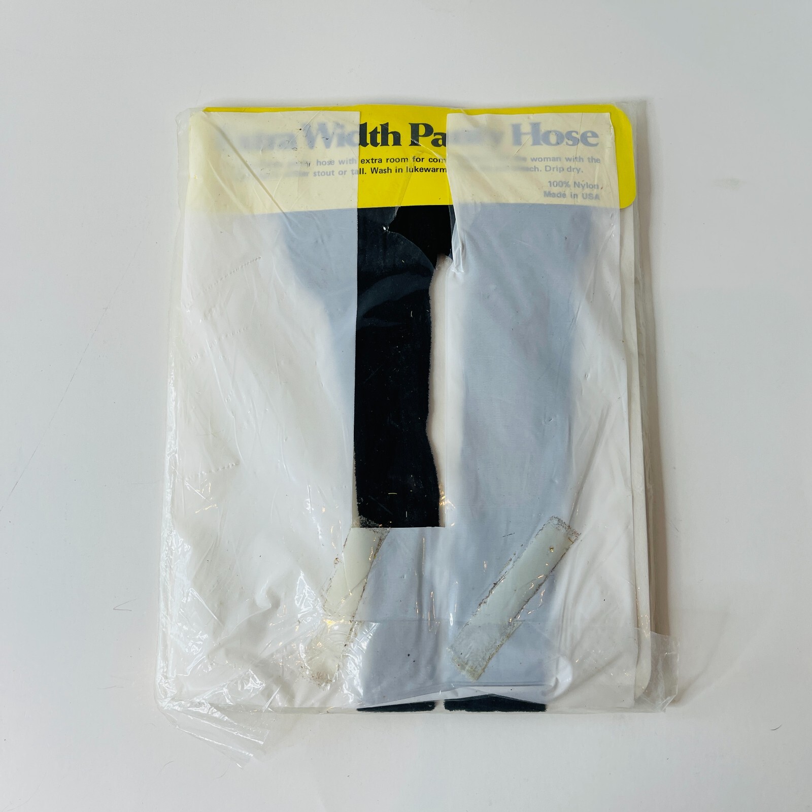 New Vintage Extra Width Pantyhose Black Fits Hips 40″ – 60″ Nylon USA