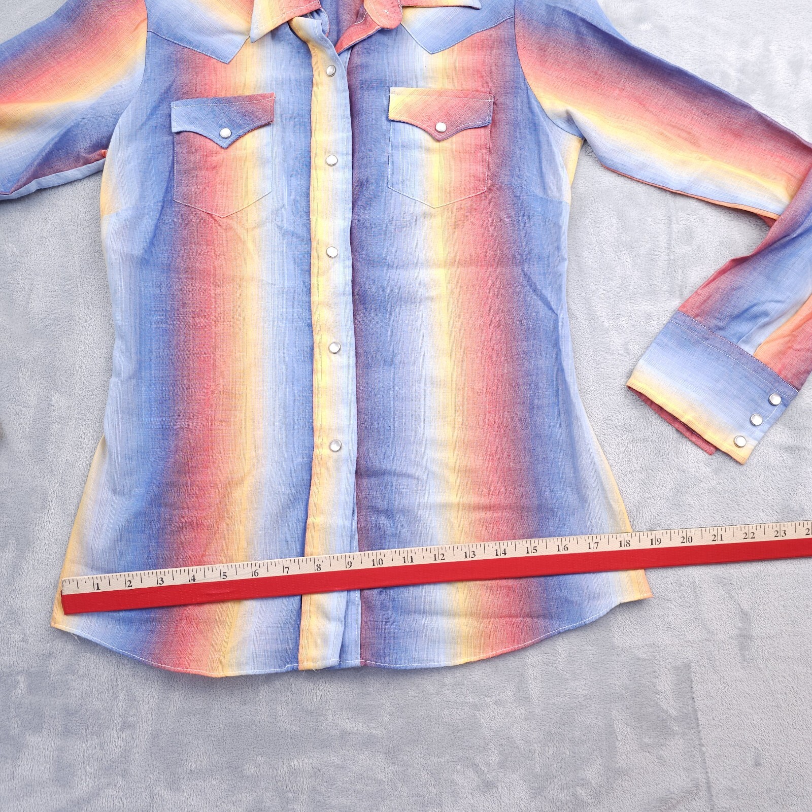Vintage Western Rainbow Pearl Snap Shirt 12/34 Rockabilly Cowgirl Miller Disco