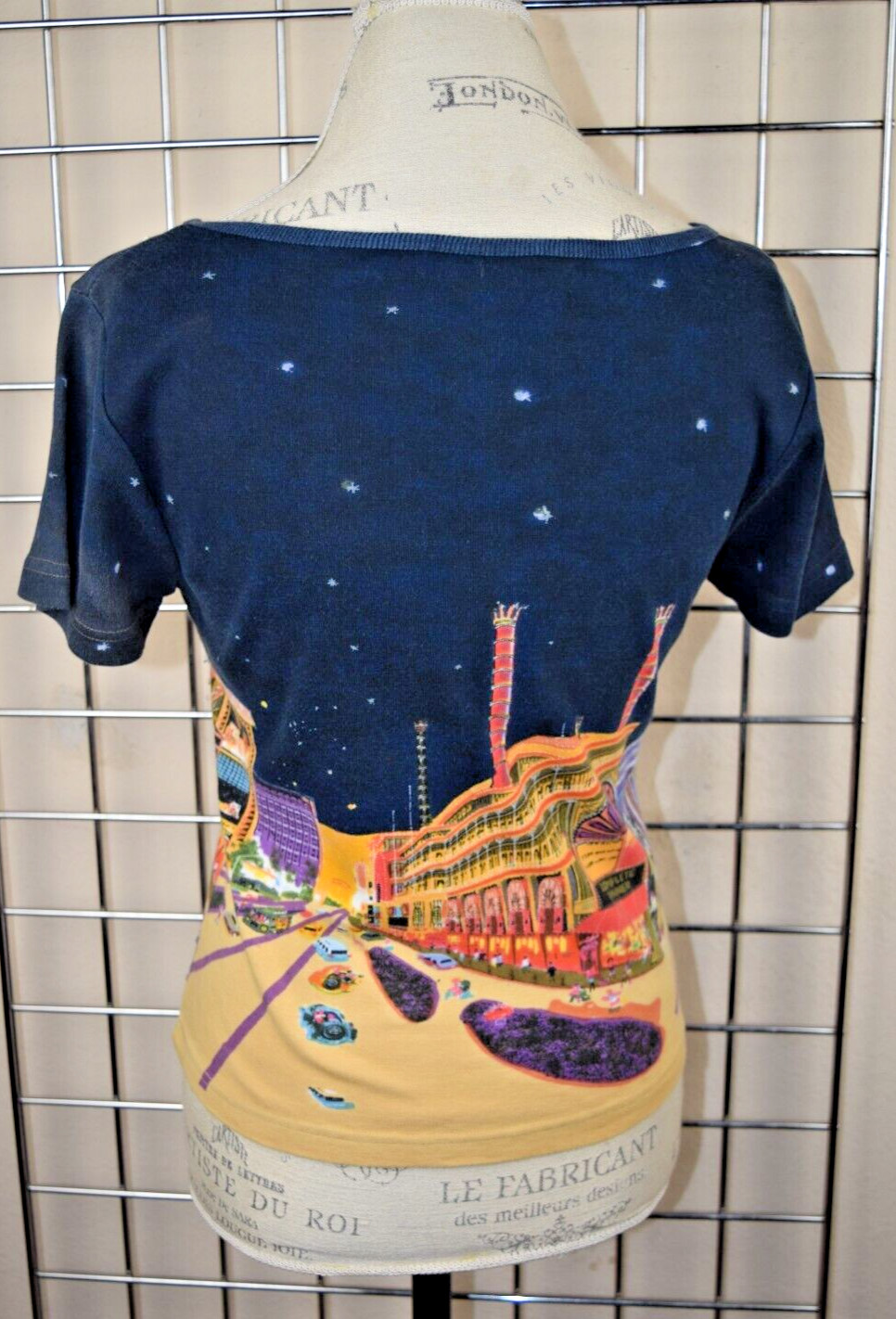 VTG Las Vegas Top Take Two Size S/M 80s City Scape Mirage Siegfried Roy Sequins