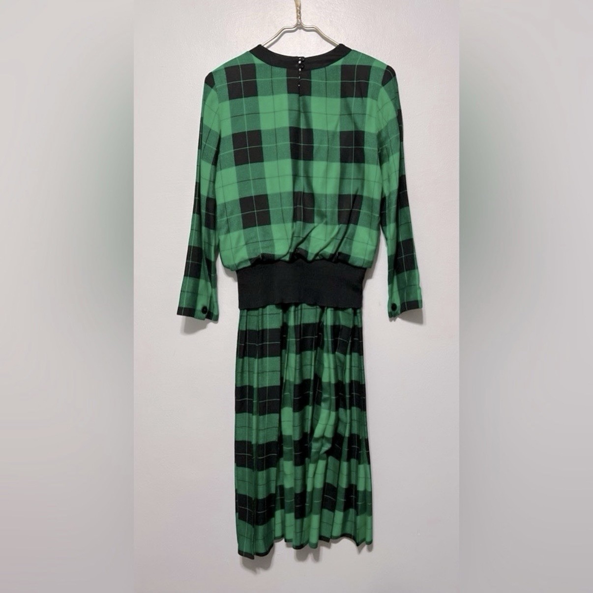 Vintage Dress Bichon By Cynthia Howie Pleated Plaid Dress Made In USA Christmas