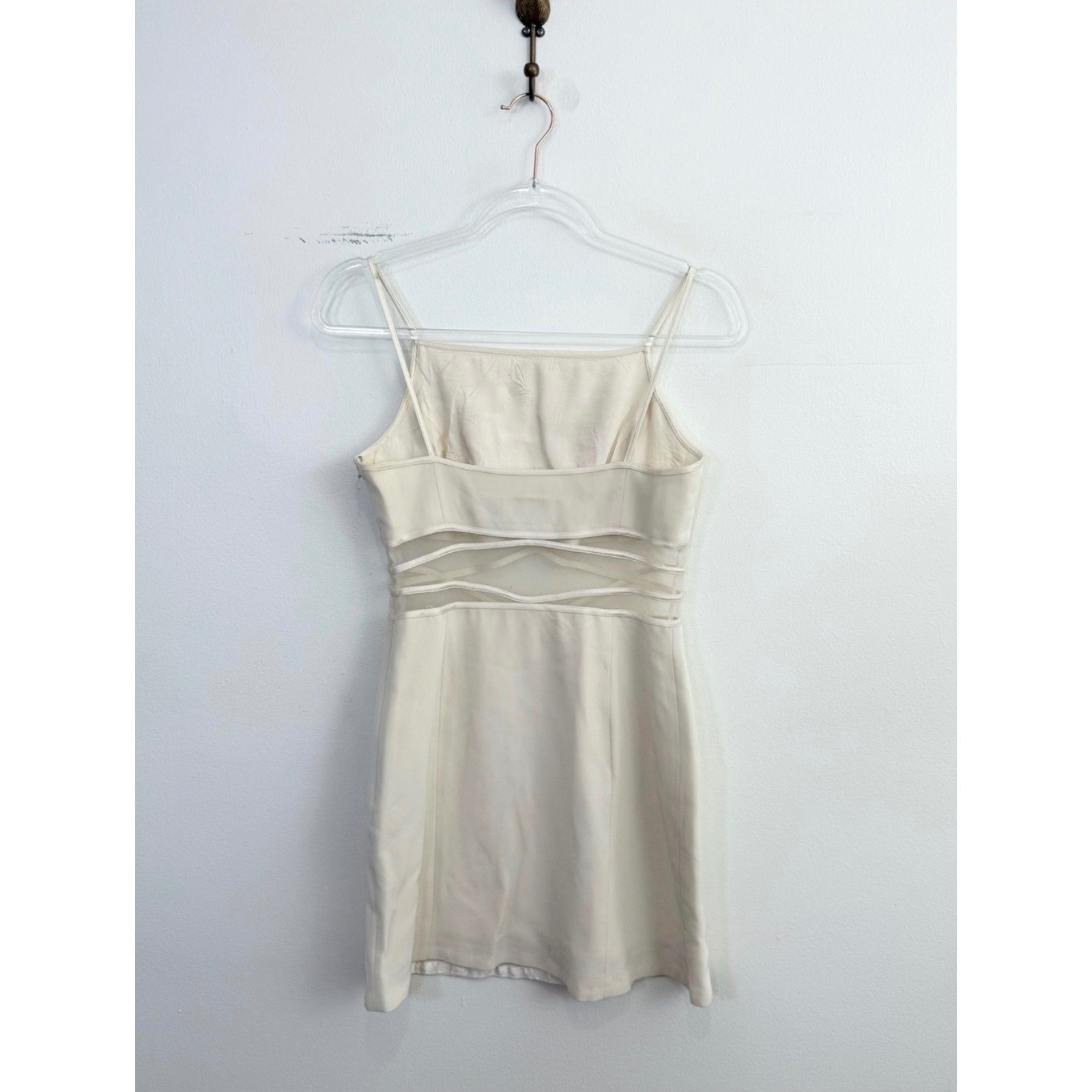 Vintage Y2K Cache Cream Mesh Cutout Mini Dress Size 4