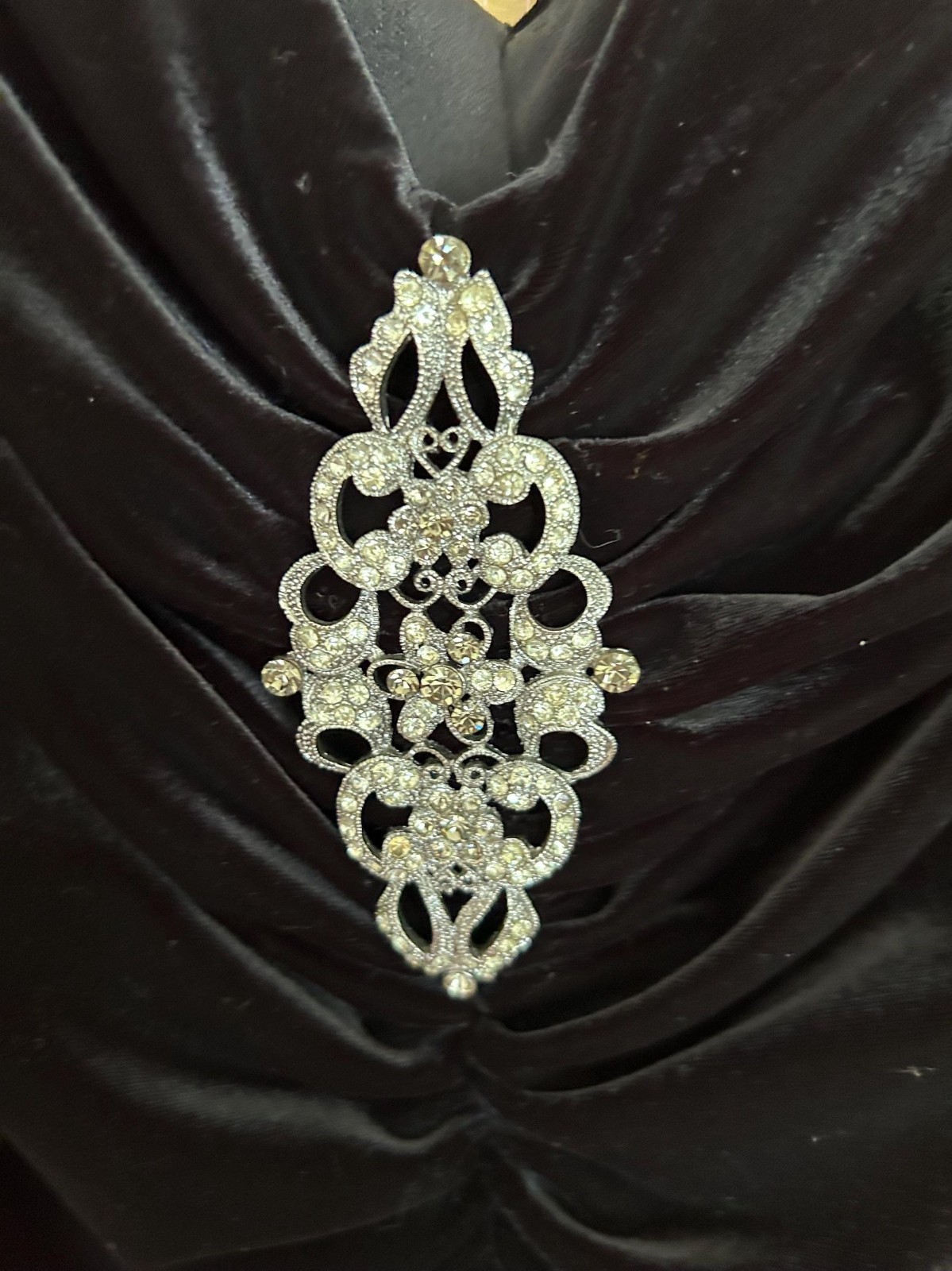 Vintage Onyx Nite Black Velvet Gown Size 6 | Rhinestone Formal Dress | Old Holly