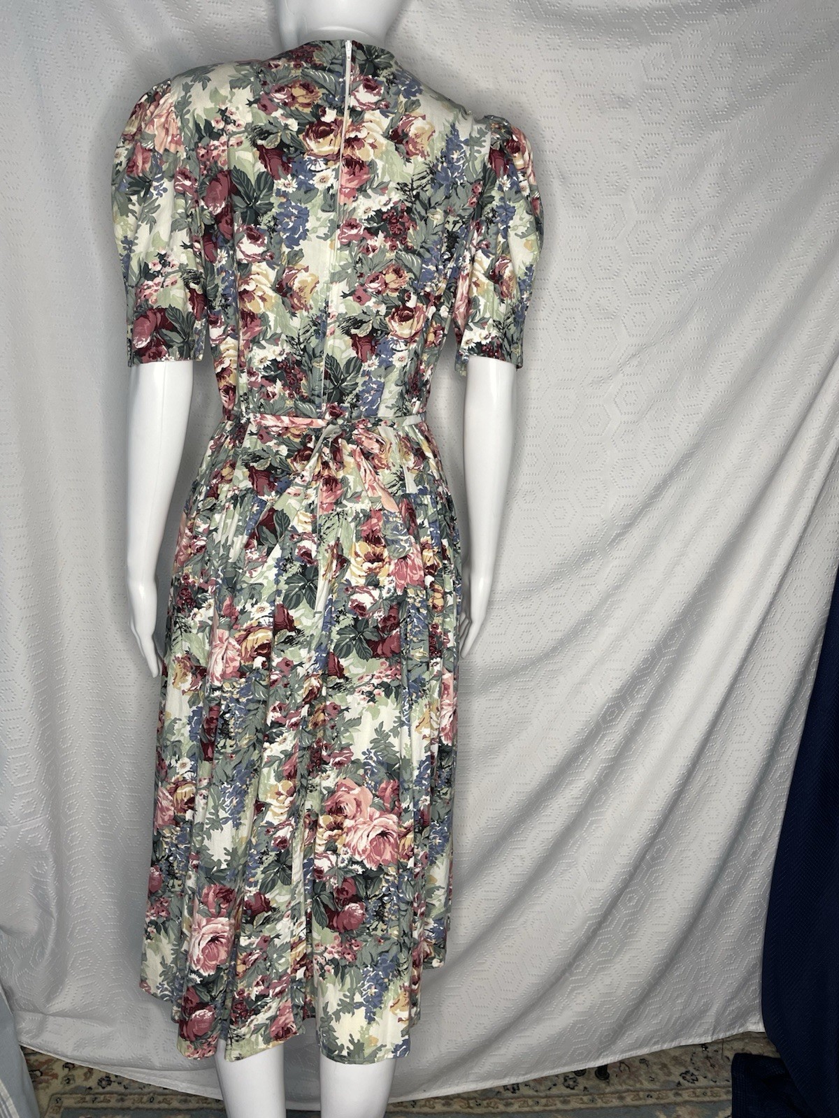 80’s Brandywine Creek Pastel Floral Prairie Dress Granny Lace Collar 9/10 Midi