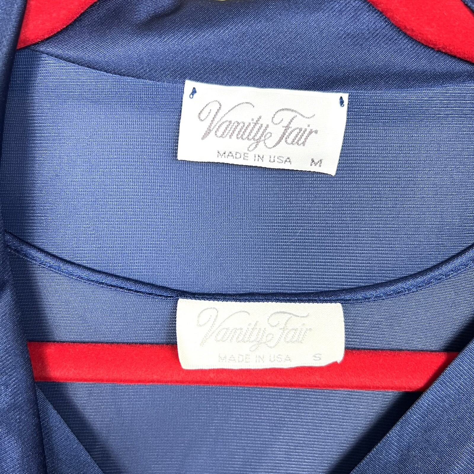 Vanity Fair Vintage Nightgown Blue Nylon Small Medium Robe Slip Set USA Made
