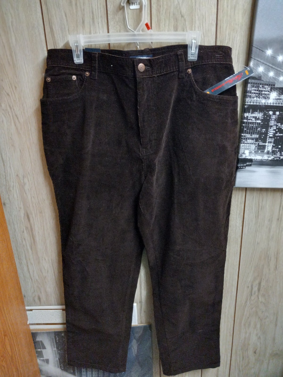MenVintage Bill Blass Size 16P Brown Corduroy High Waist Stretch Mom Pants Jeans