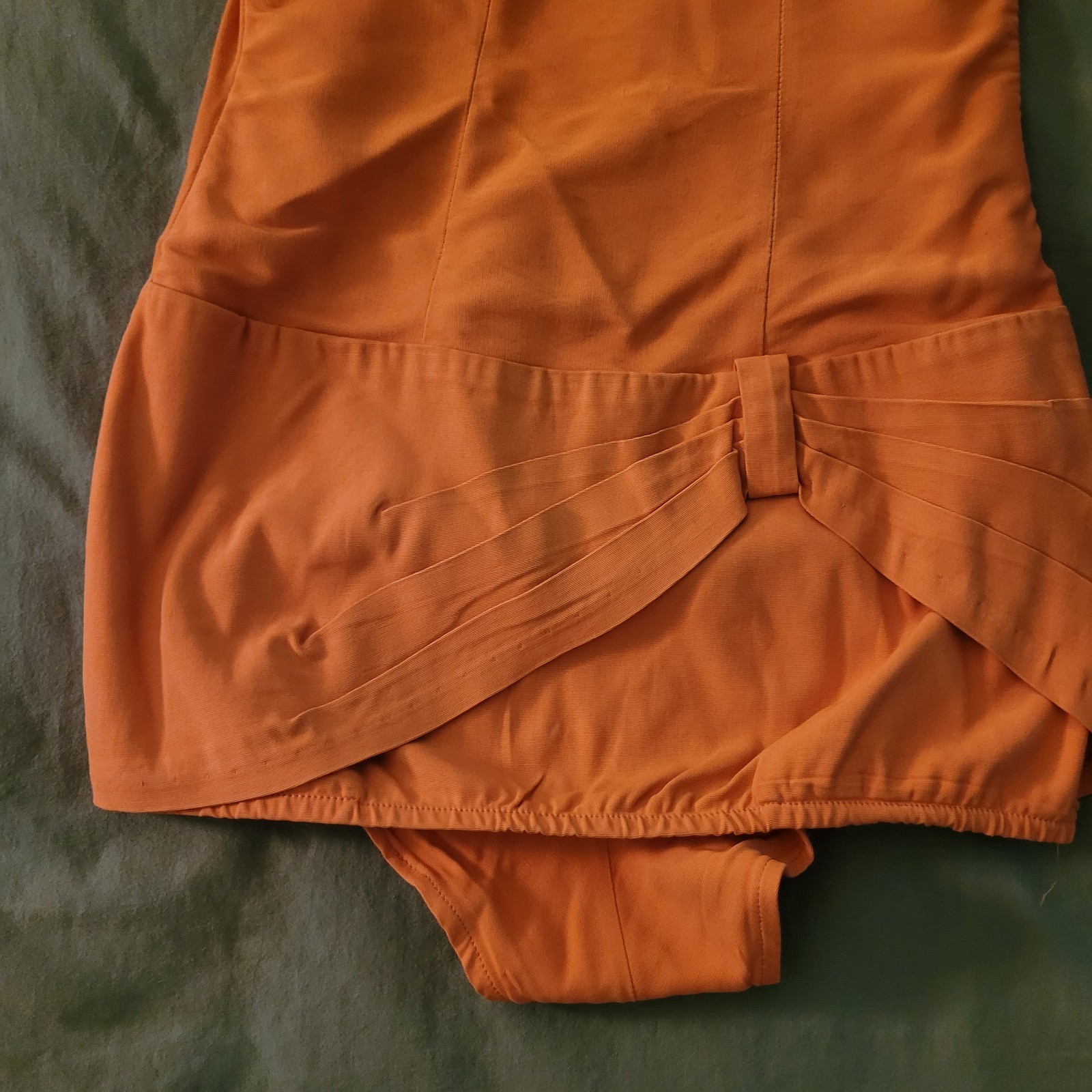 Vintage 1950s Rose Marie Reid Draped Sheath Swimsuit Orange Bow Pinup S M