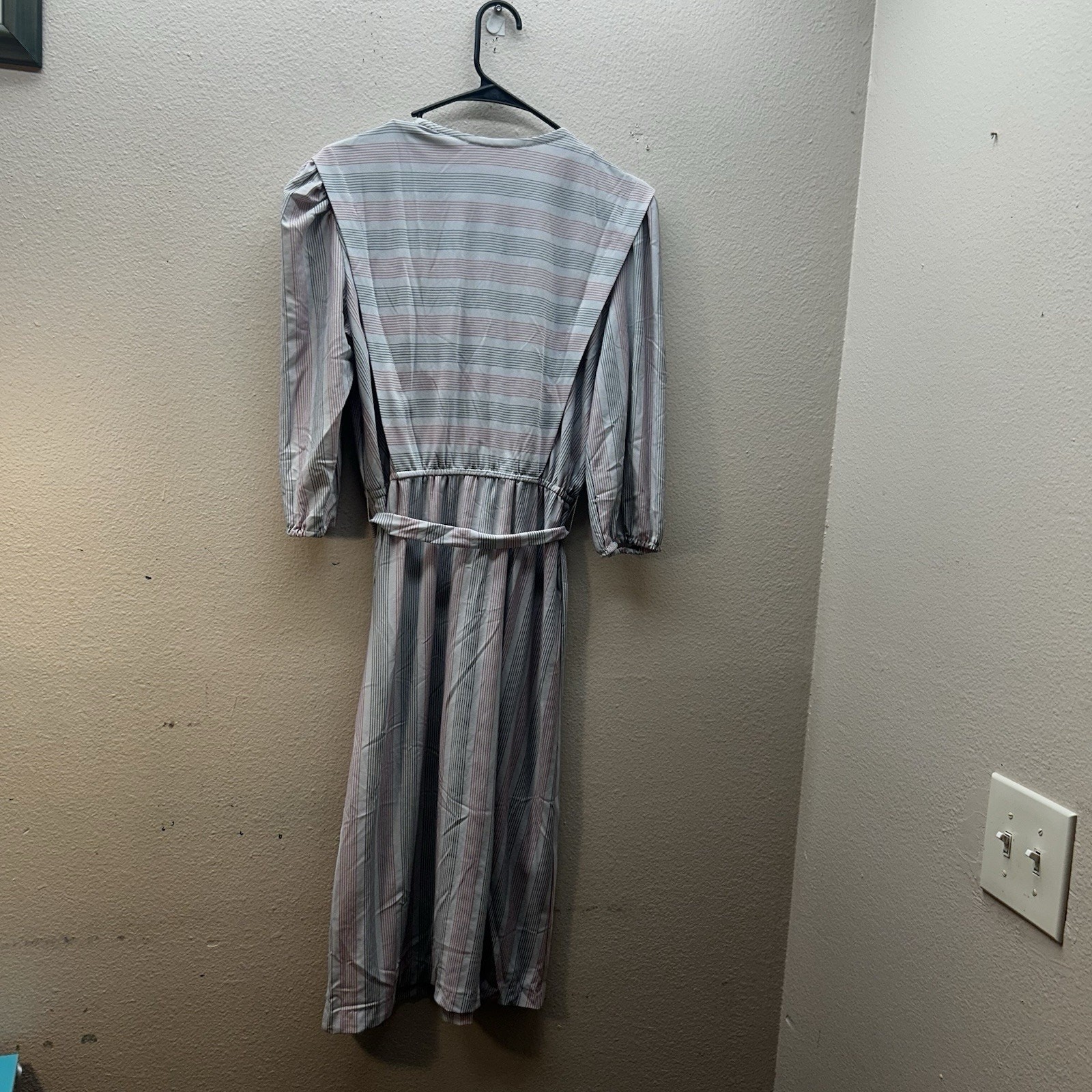 Vintage 60s Shirtwaist Dress Womens 13/14 Striped Belted Long Sleeve Western