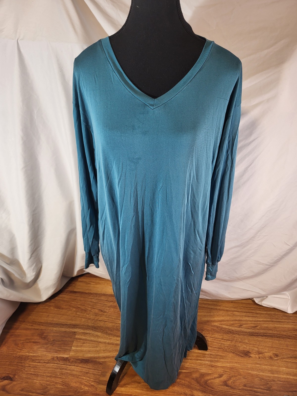 Vintage WinterSilks 100% Silk Jersey Nightgown Maxi Dress Women’s M Teal Read