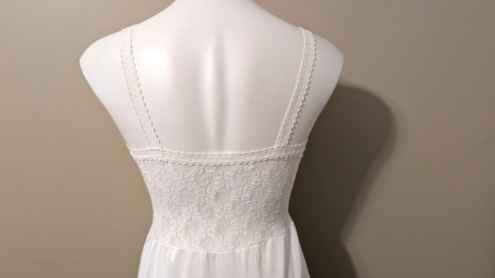 Vintage BESTFORM 1457 Full-Slip/Slip Dress Lingerie Stretch Lacy Top White Sz 34