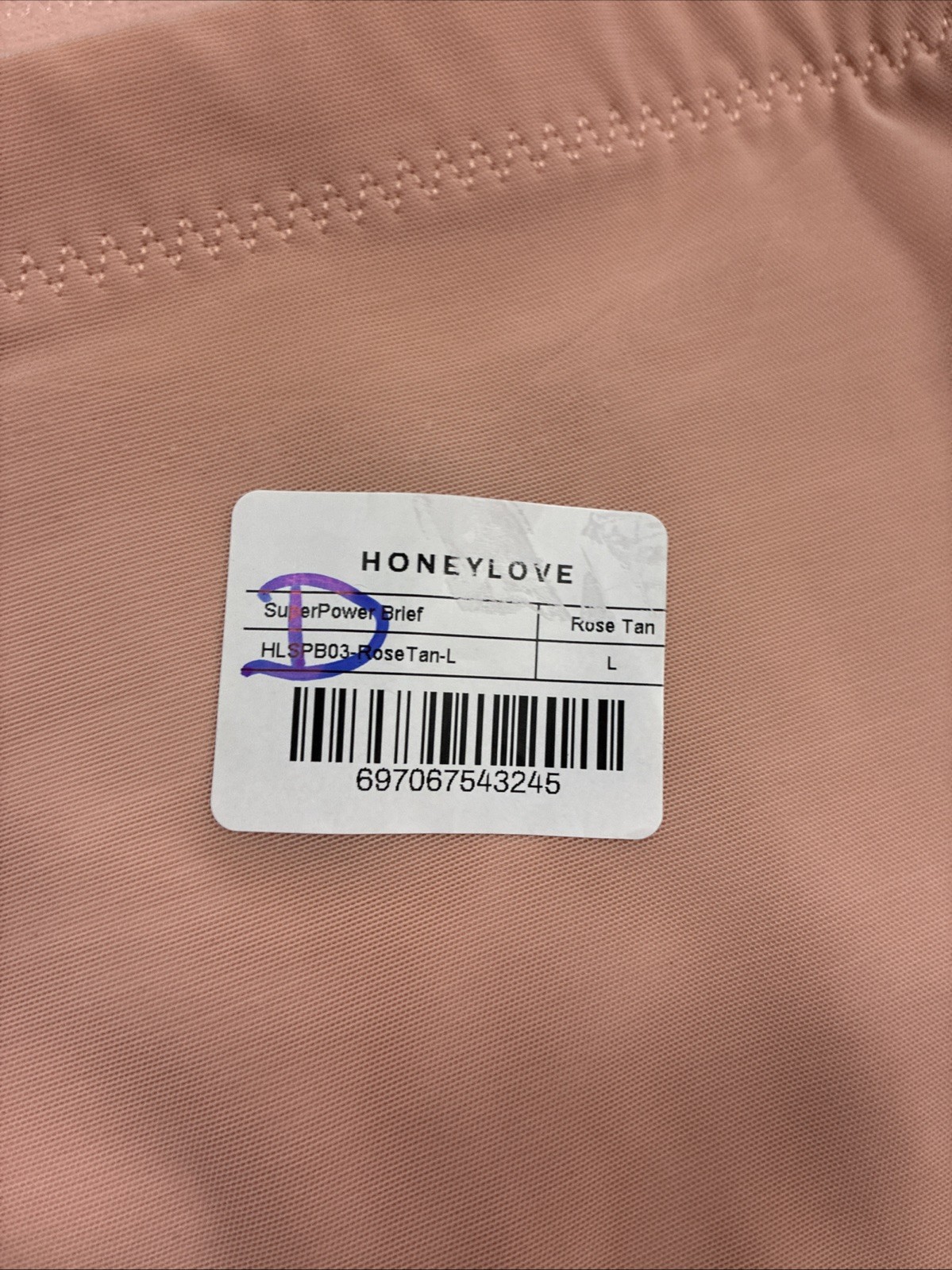 Honey Love High Waist Panties Shape-wear Slimming Nylon Spandex SZ L Rose Tan