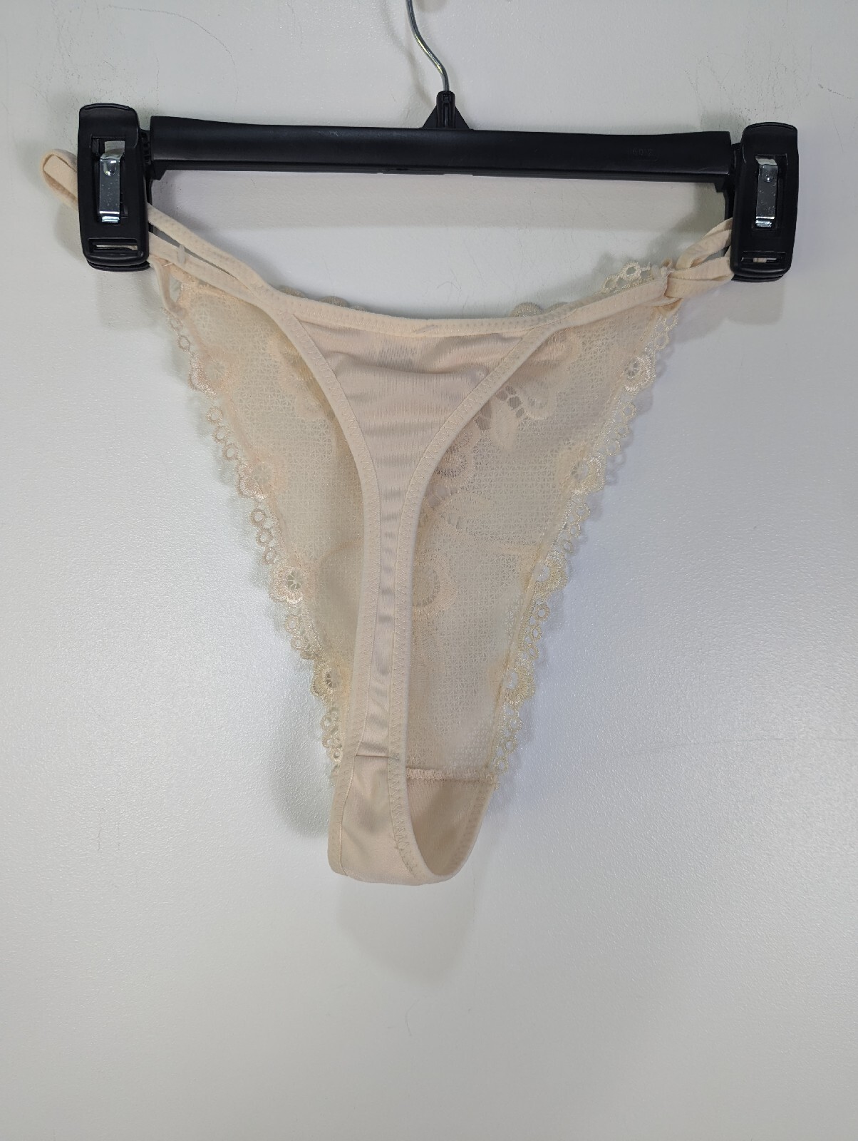 Vintage Jolie Intimates Sheer Cream String Bikini Panties Size 9 Soft Dainty 986
