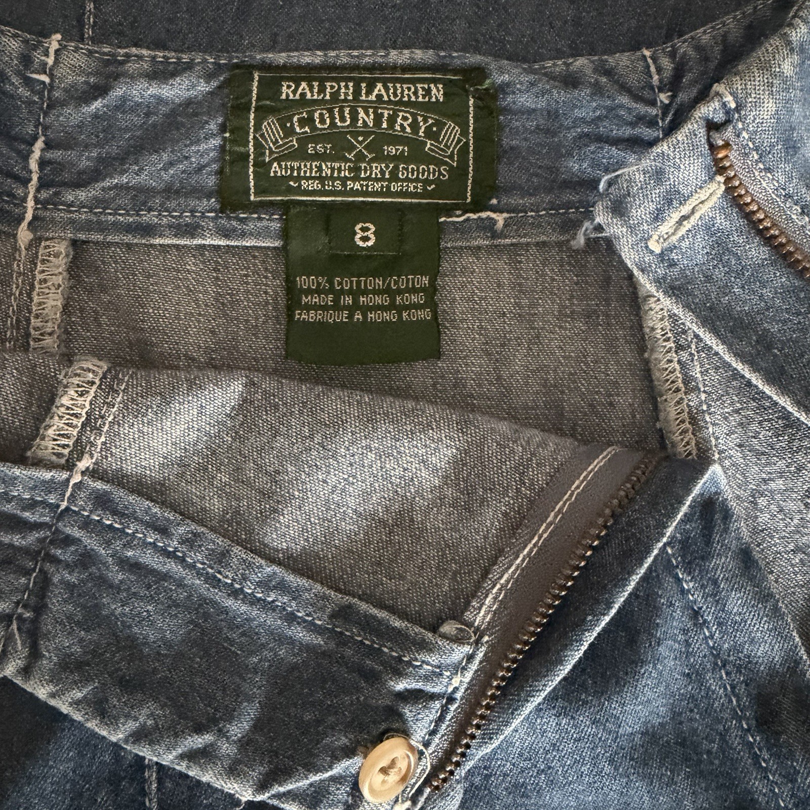 Vintage Ralph Lauren Country Side Zip Denim Skirt S