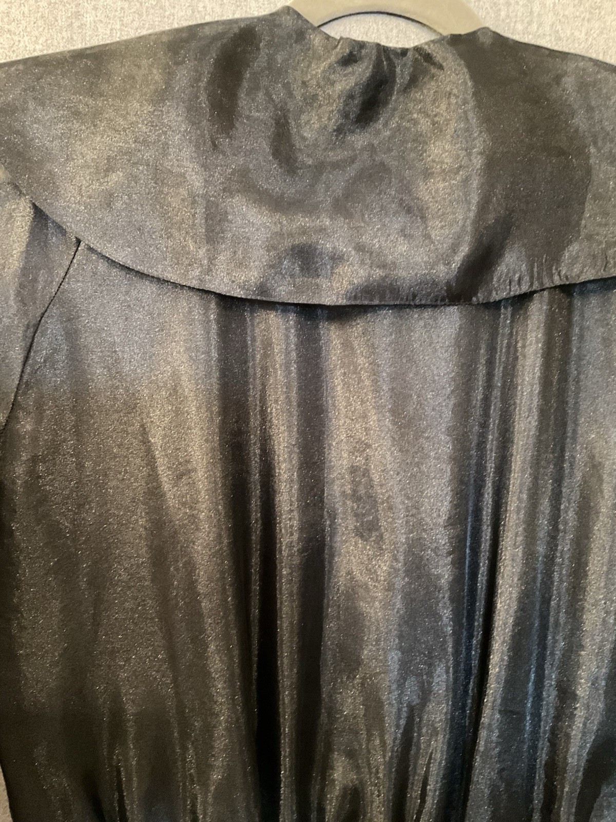 80’s Vintage Leslie Fay 6P Dress Black Gold Plaid Sheer Sleeve Cocktail Goth
