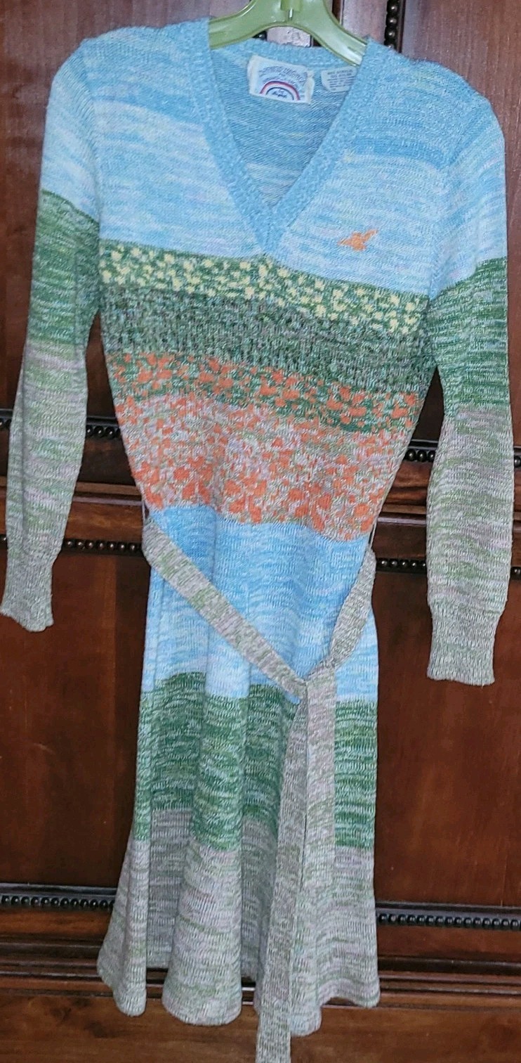 MOTHER NATURE For ORGANICALLY GROWN BY ARPEJA KNIT DRESS, 1970s, EUC, Sz S
