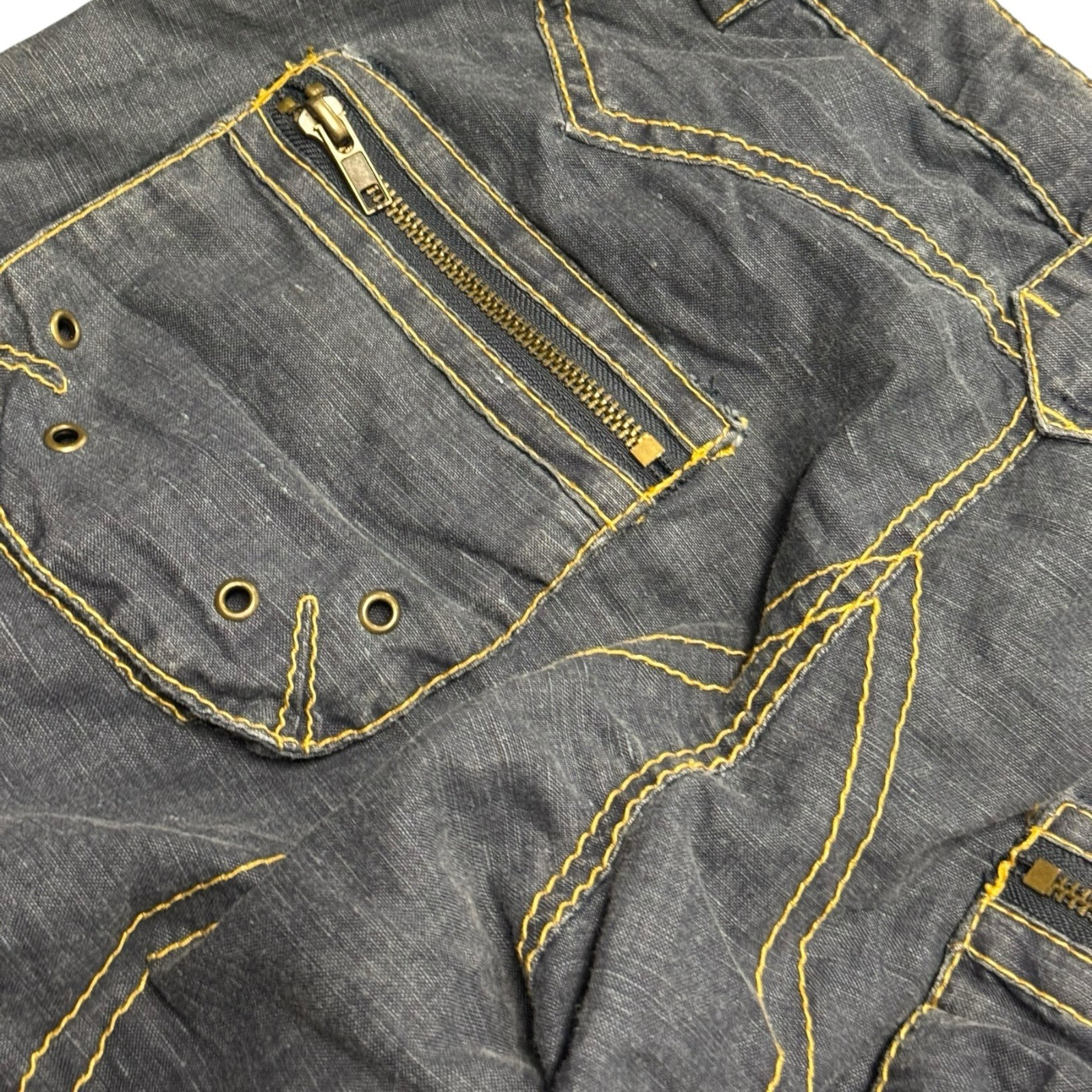 VTG Y2K Sugar Lips Women’s Blue S Cargo Drawstring Zipper Straps Parachute Pant