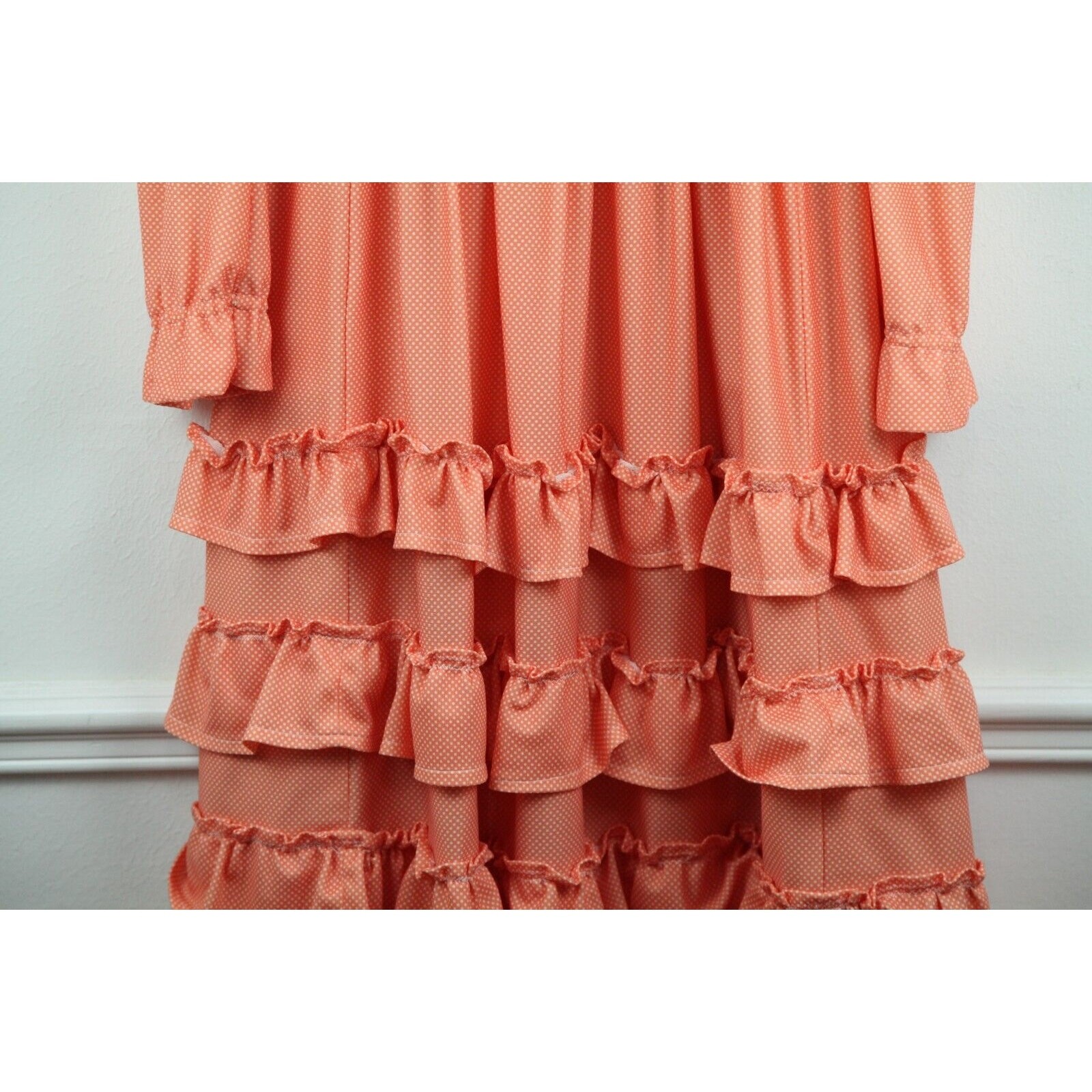 Vintage 70s Prairie Dress Maxi Western Ruffle Eyelet Cottagecore Modest S M