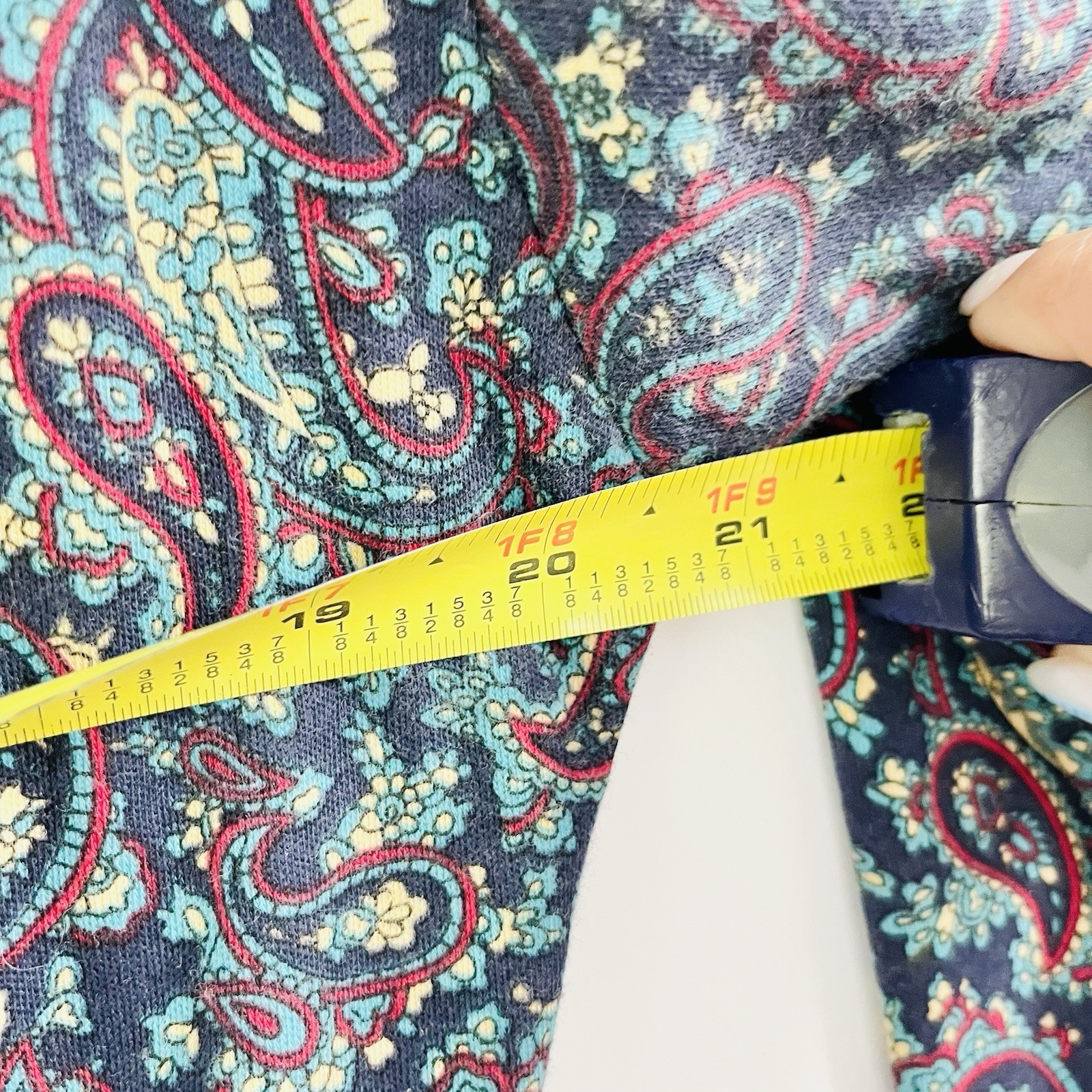 Vintage 90s Fads Paisley Turtleneck Long Sleeve Full Length Dress Blue Sz Large