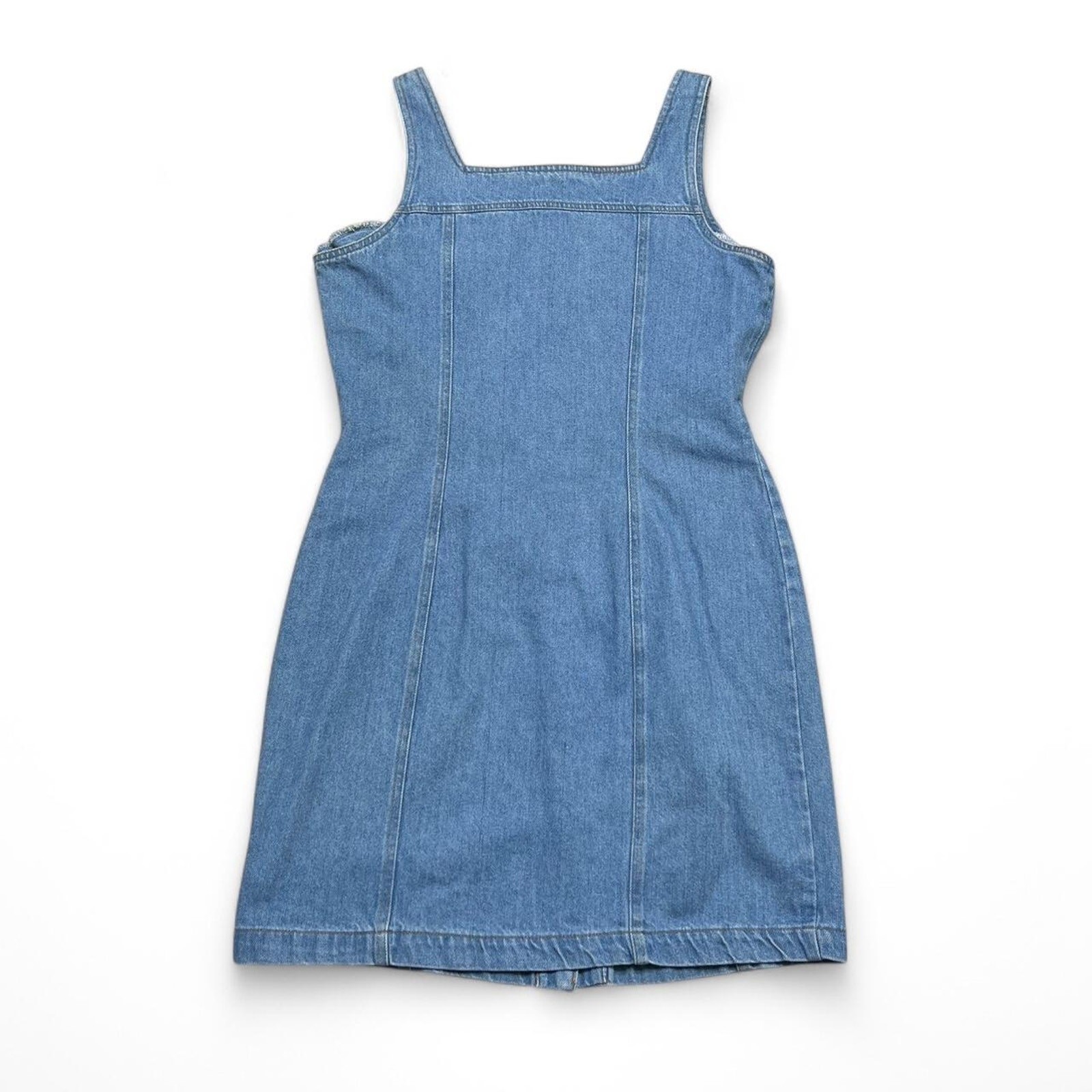 Tickets Denim Dress Womens 13/14 Blue Vintage Button Front Mini Pinafore USA