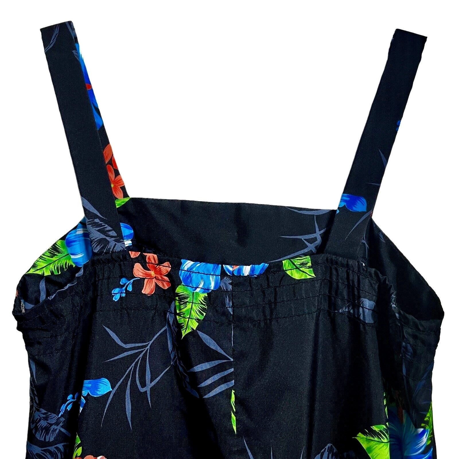 Ja Na of Hawaii Size 6 Sleeveless Maxi Dress 1970s Day Glo Hibiscus Frangipani