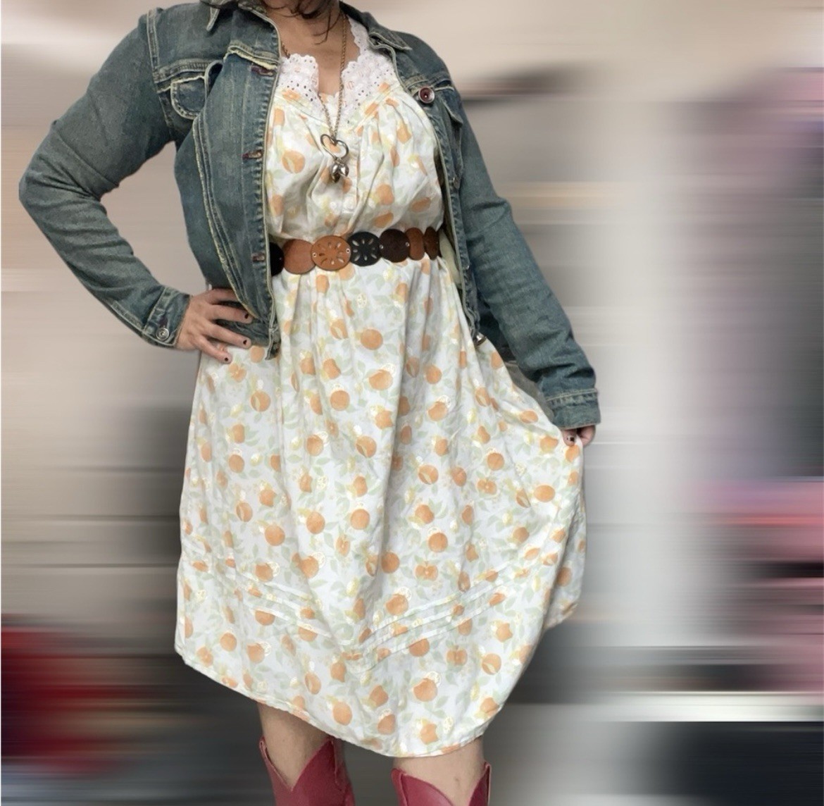 Vintage Lanz of Salzburg citrus Orange print flowy summer house dress
