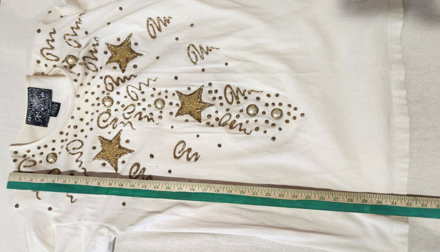 VTG Apparel Limited Art Wear One SZ Gold Puffy Paint Outfit Glam Kitsch Shirt