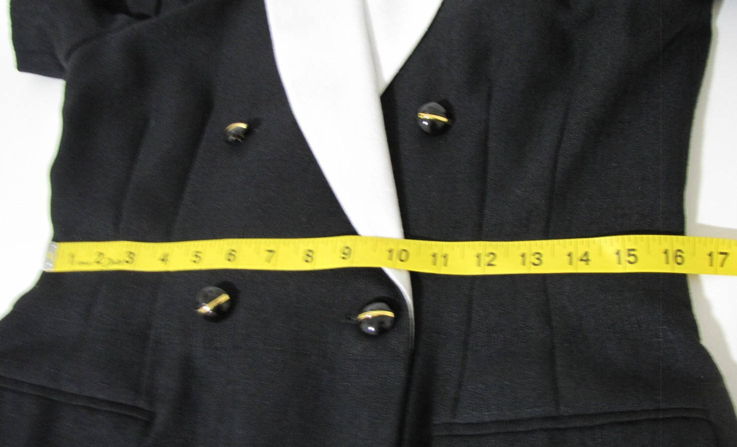 VTG Kasper for ASL Black Dress Straight Wrap White-Collar Short-sleeve Wm .12