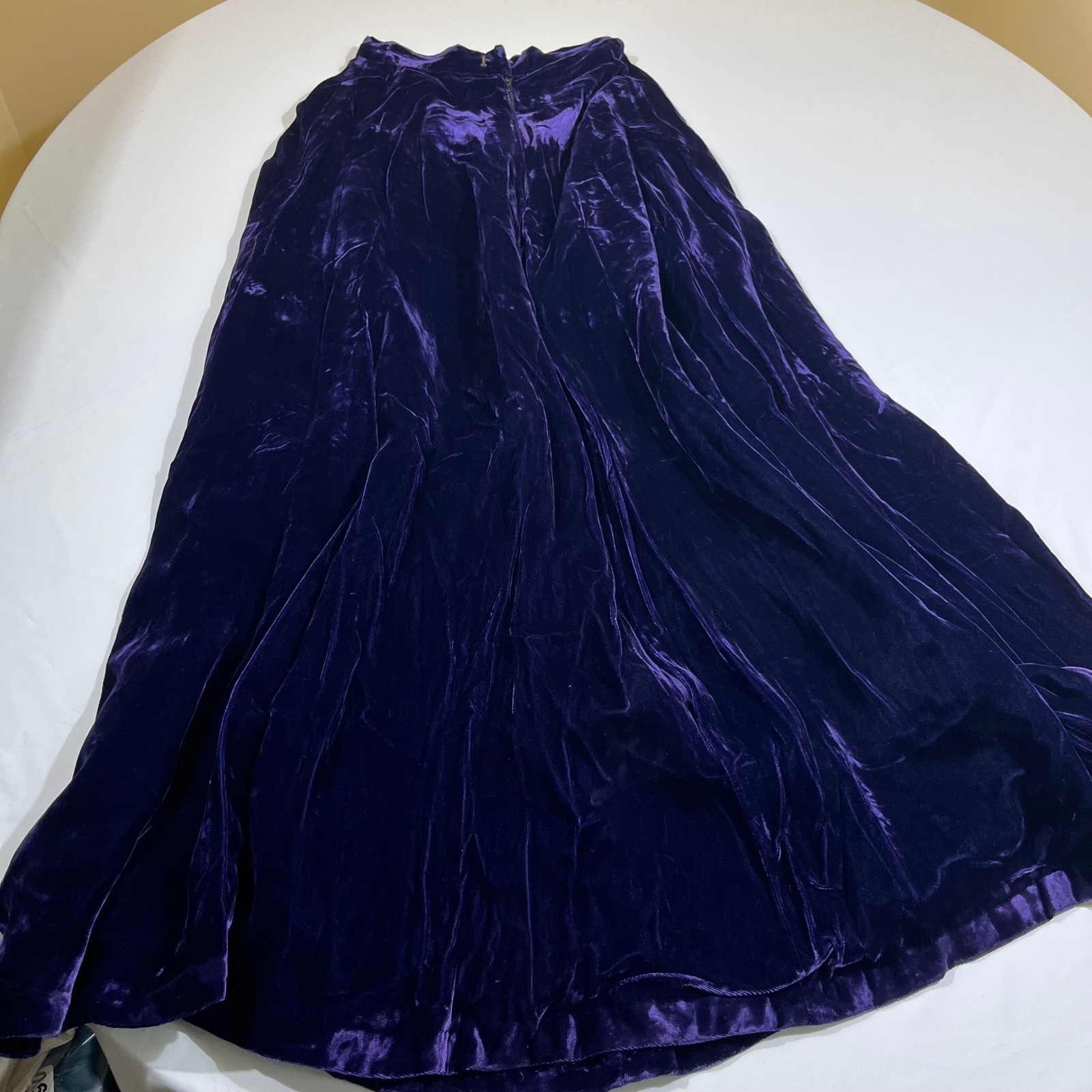 Velvet Maxi Skirt Women Size 25″ Waist Purple Vintage Long Full Goth