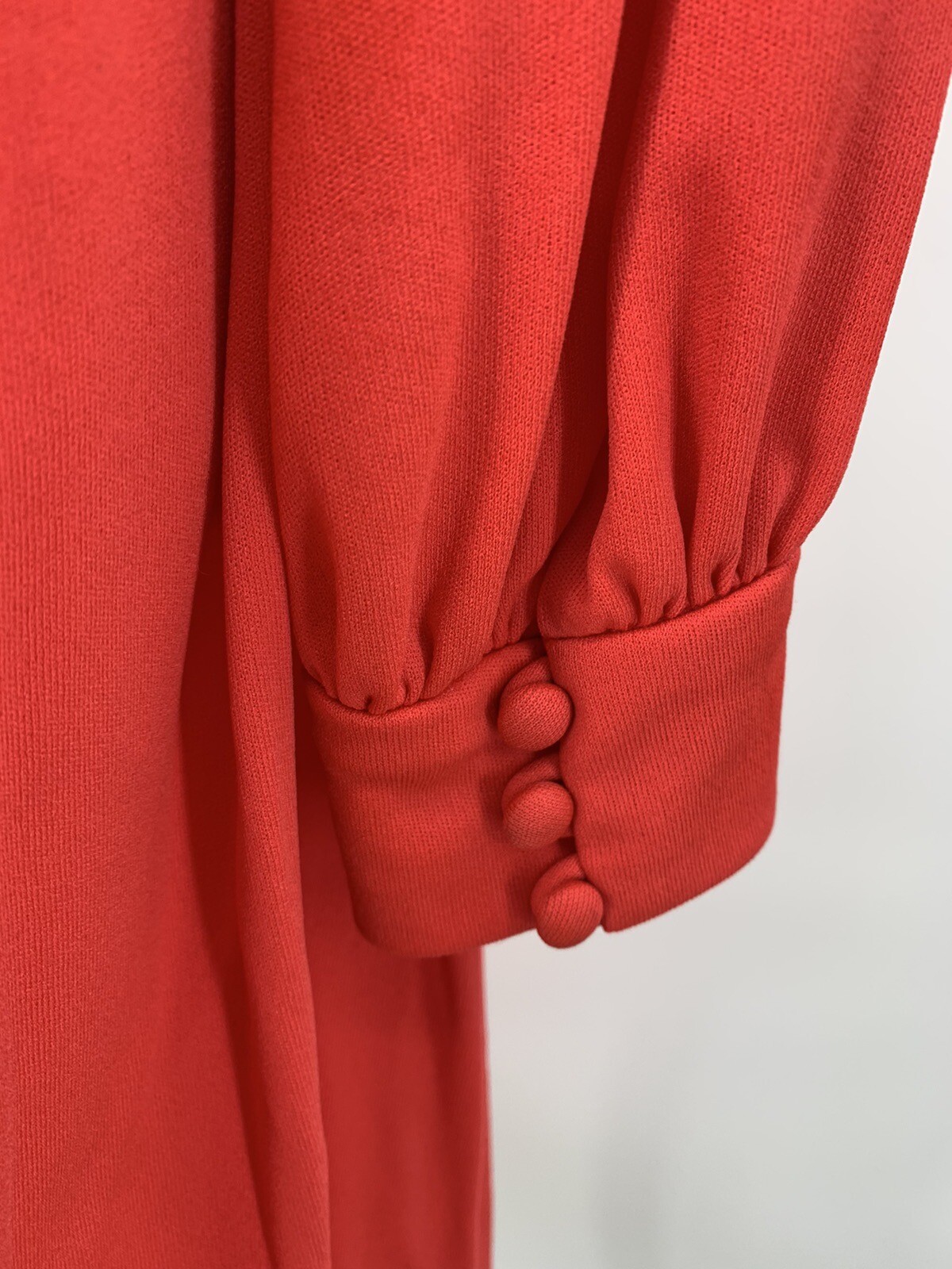 Vintage 70s Carlye Secretary Holiday Red Dress Belted ILGWU Tag High Neck Talon