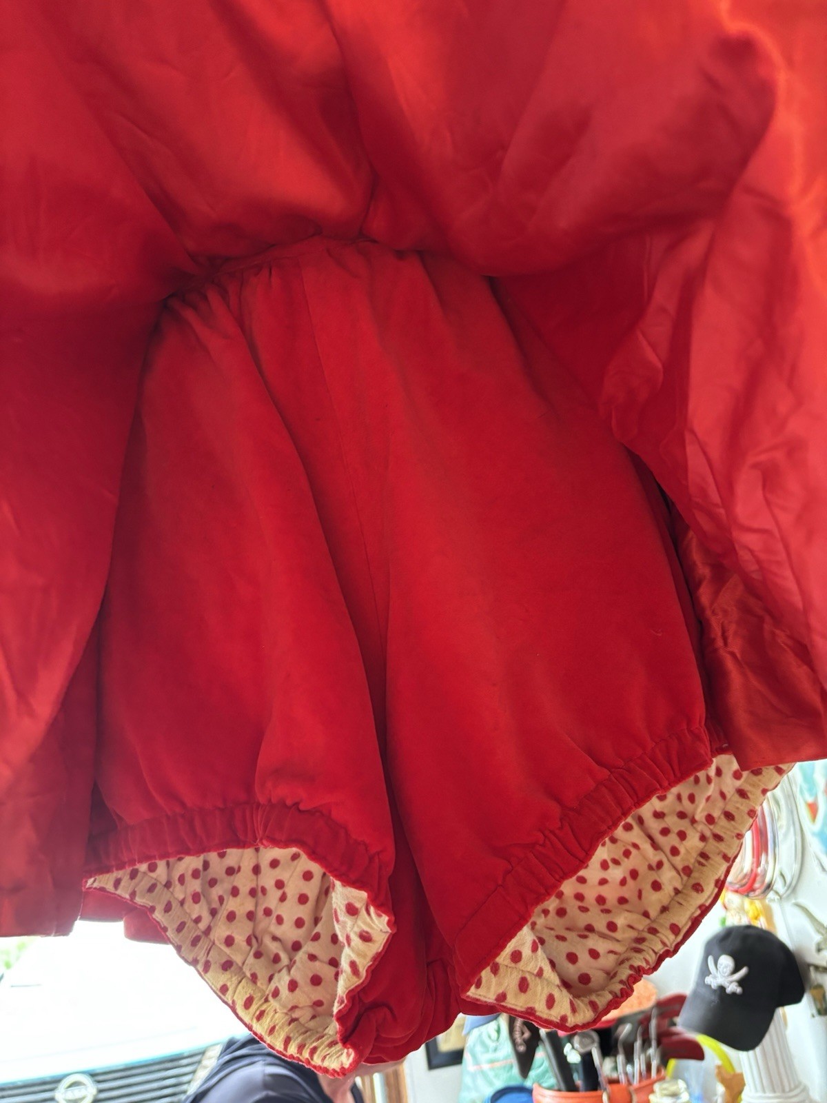 VTG 50s MAJORETTE PARADE COSTUME SKIRT BLOOMERS JACKET Red Velvet Tails B32 W24