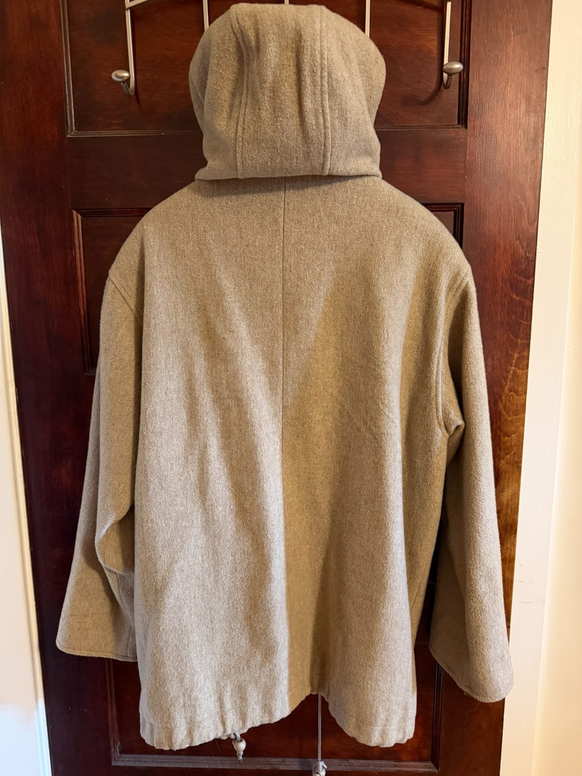 Vintage Herman Kay Original Bib-Jacket Hooded Toggle Coat Oatmeal Beige 80s 90s
