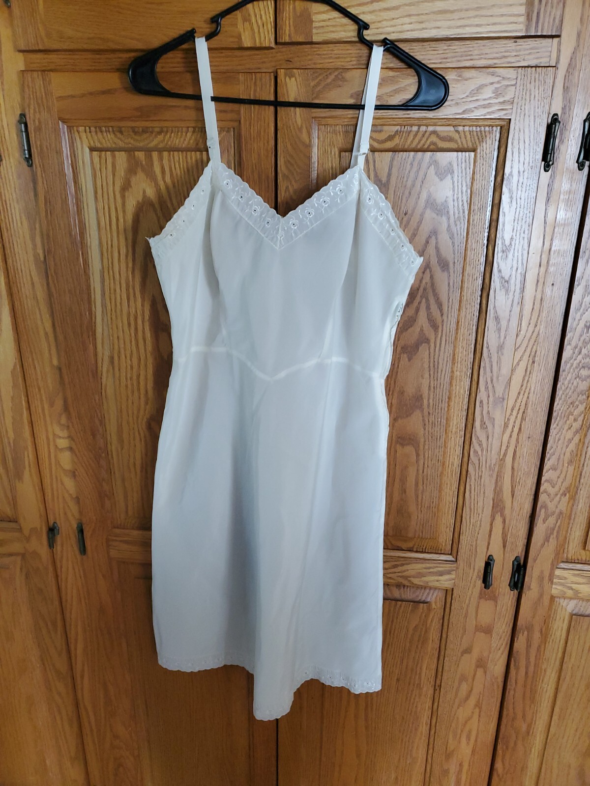 Slip ARIEL Barbizon Tafreddag Off White Nylon Full Dress W/Zipper Side Sz-15