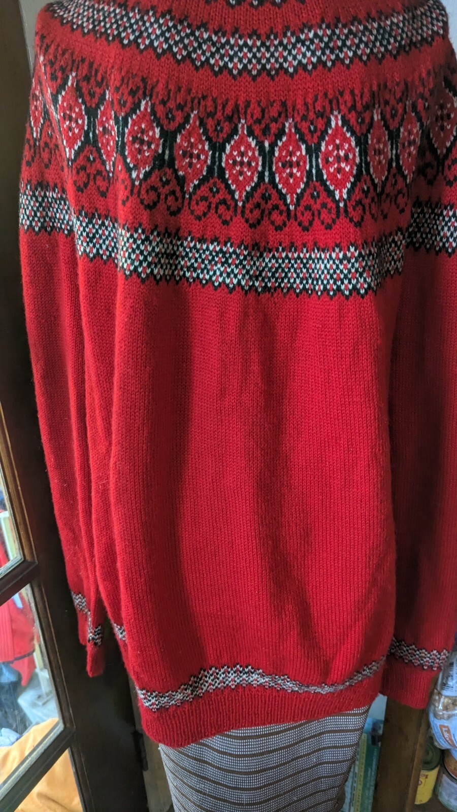 Denmark Made Vintage Cardigan Jumper Hand Knit Paul Mage Fair Isle 60’s, 90 cm
