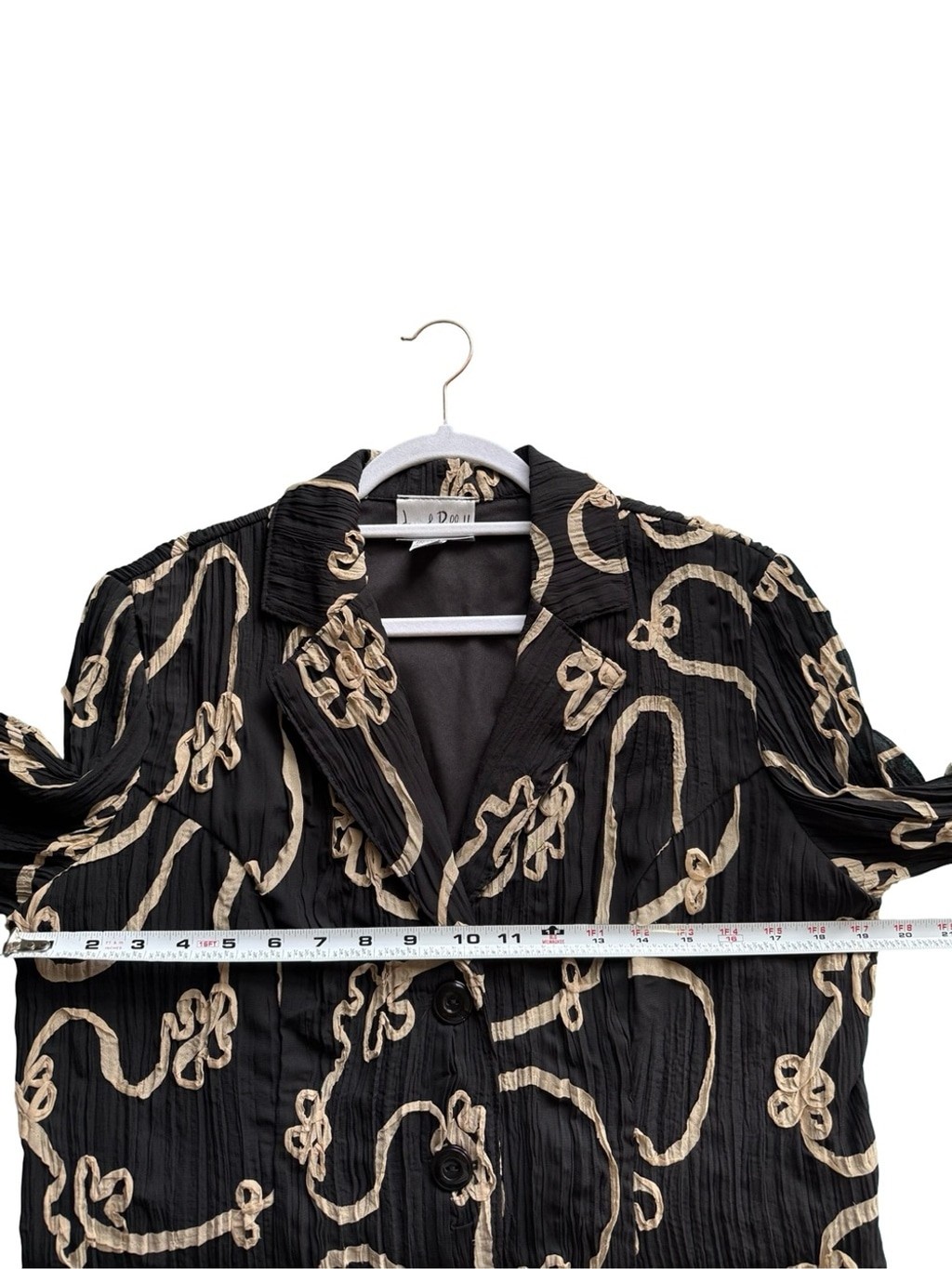 Vintage Joseph Ribkoff Black Tan Lace 3/4 Blazer Jacket Size 14 Wedding Office