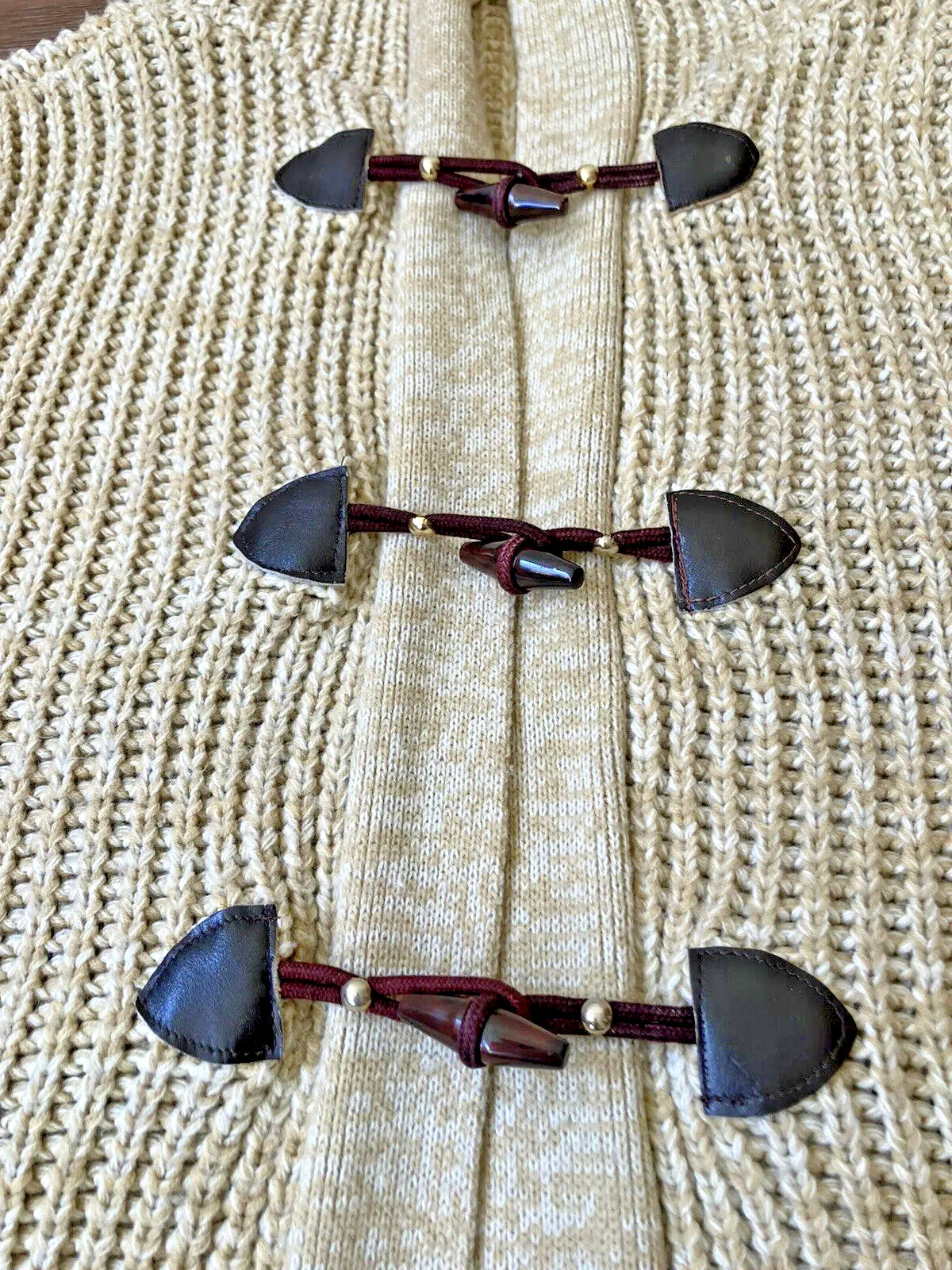 Vintage ’70s Montgomery Ward Hooded Chunky Sweater Jacket Toggle Buttons XL/XXL