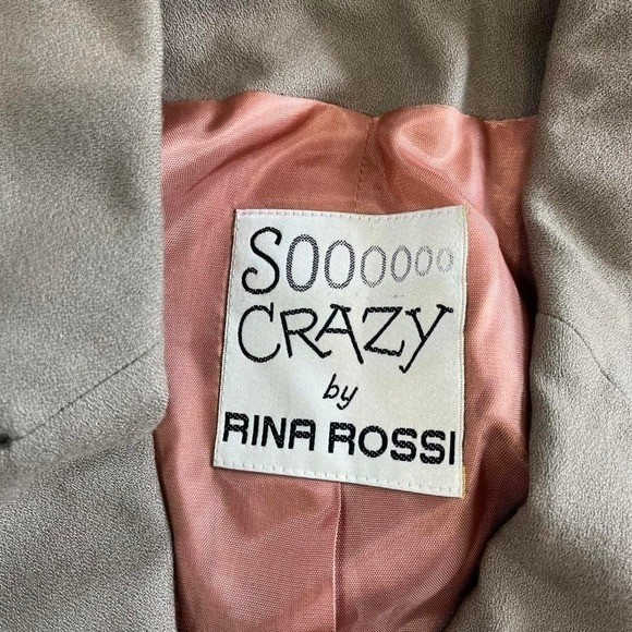 Sooooo Crazy by Rina Rossi Lace Up Side Blazer Sz Small Tan Gold Button Vintage