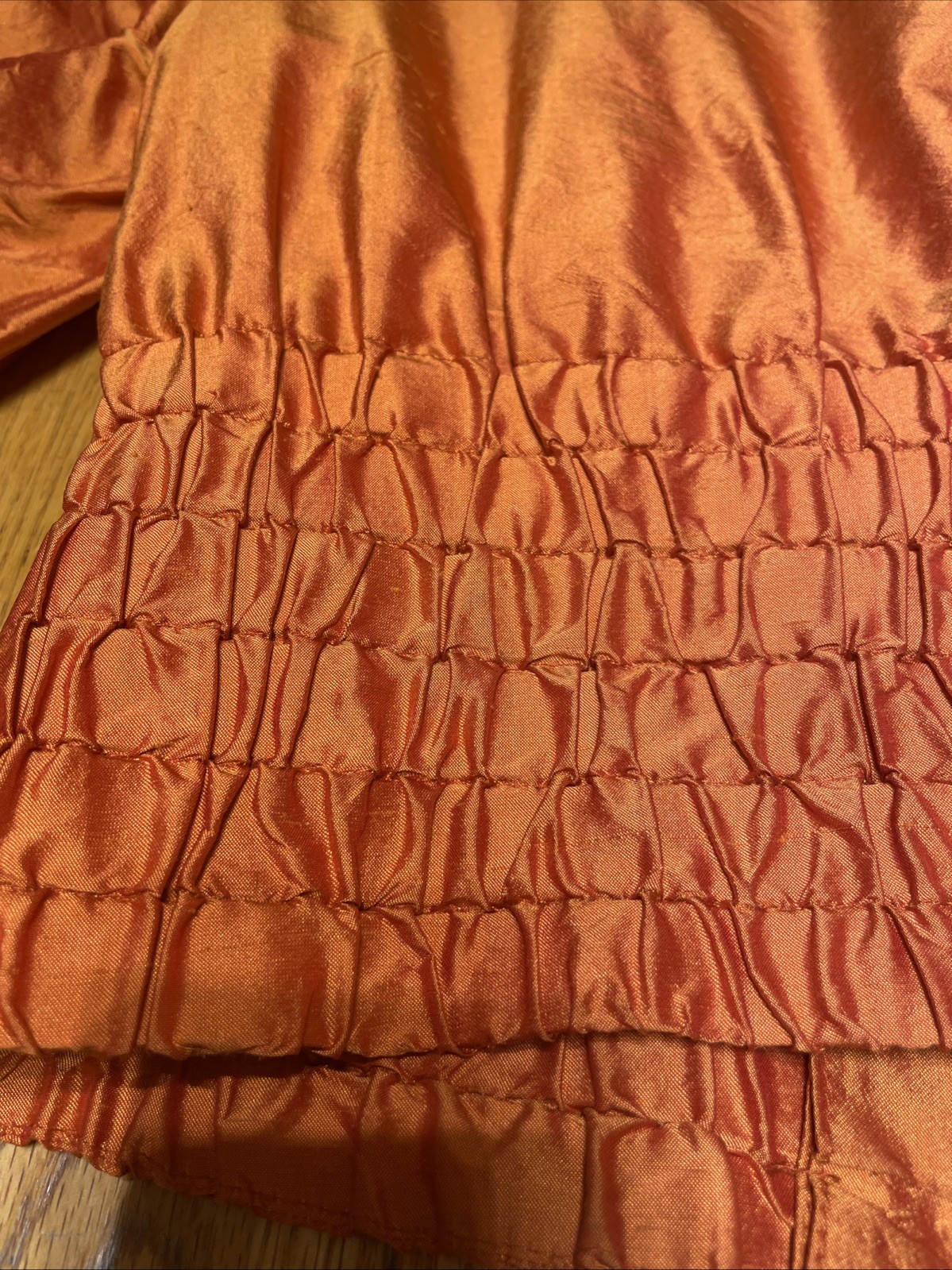 Vintage Singh S. Madan Silk Bronze Orange 100% Silk Bomber Jacket US 4 Small