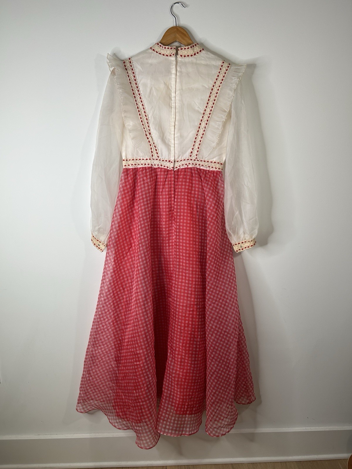 Vintage 1970’s Dress Women’s Red Prairie Fit Flare Western Cowgirl Party