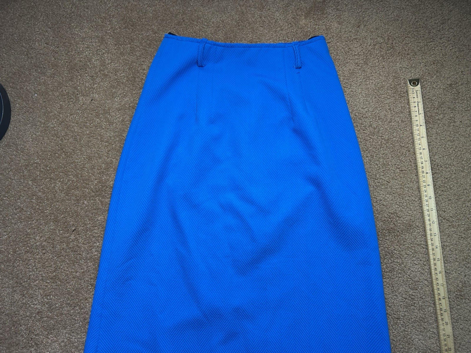 Vintage 1970s Terry Chicago Cobalt Blue Maxi Skirt Talon Zipper Herringbone M/L?