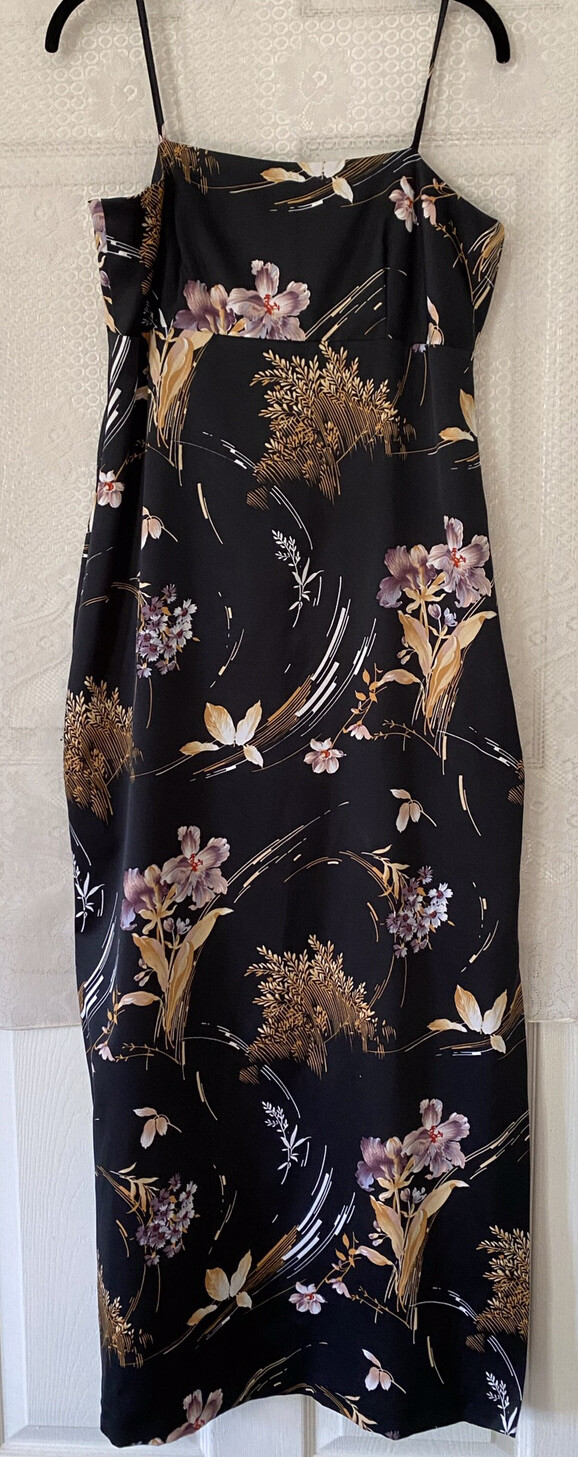 Vintage Black Floral Mark Christopher Altogether Hawaii Maxi Sundress Set 14