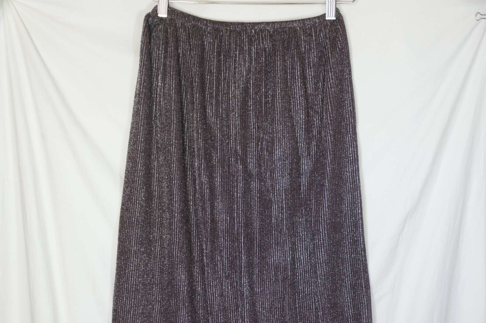 Vintage Carol Anderson Top Skirt Set Purple Gray Silver Metallic Size 7/8 Peplum